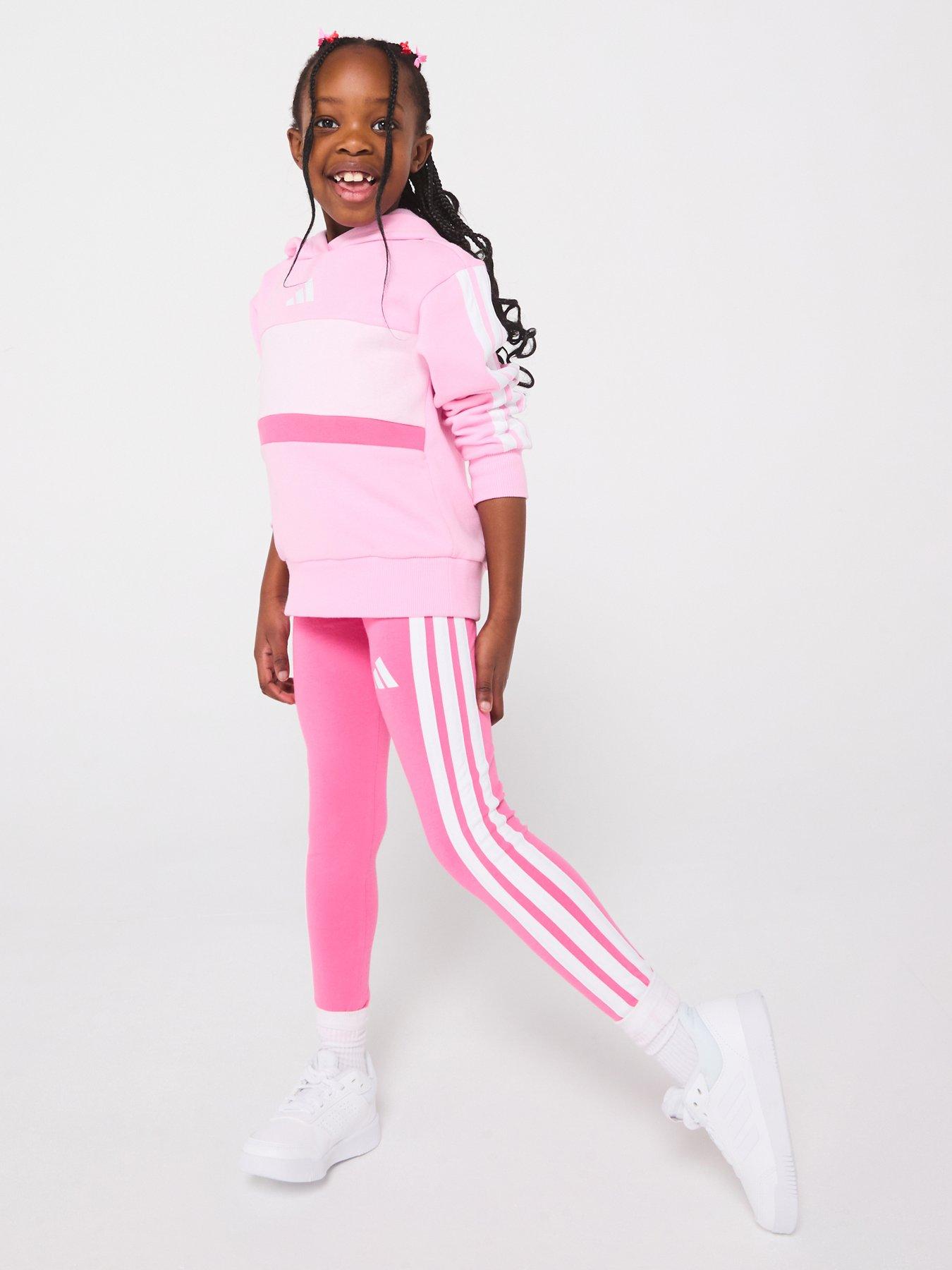 undefined Kids Girls Seasonal Essentials Tiberio 3-Stripes Fleece Leggings Set  - Pink