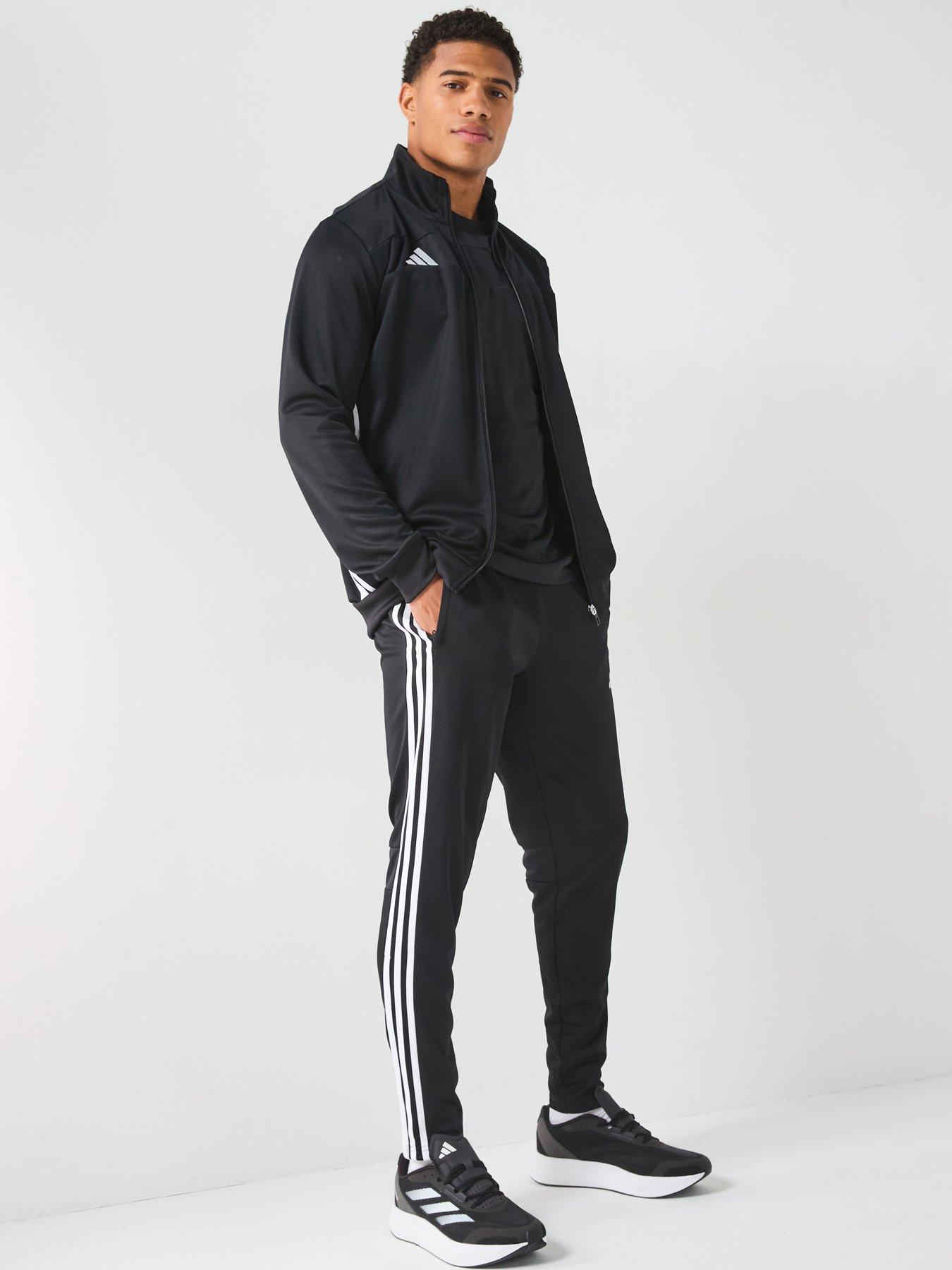 front image of adidas-mens-tiro-essentials-tracksuit-black
