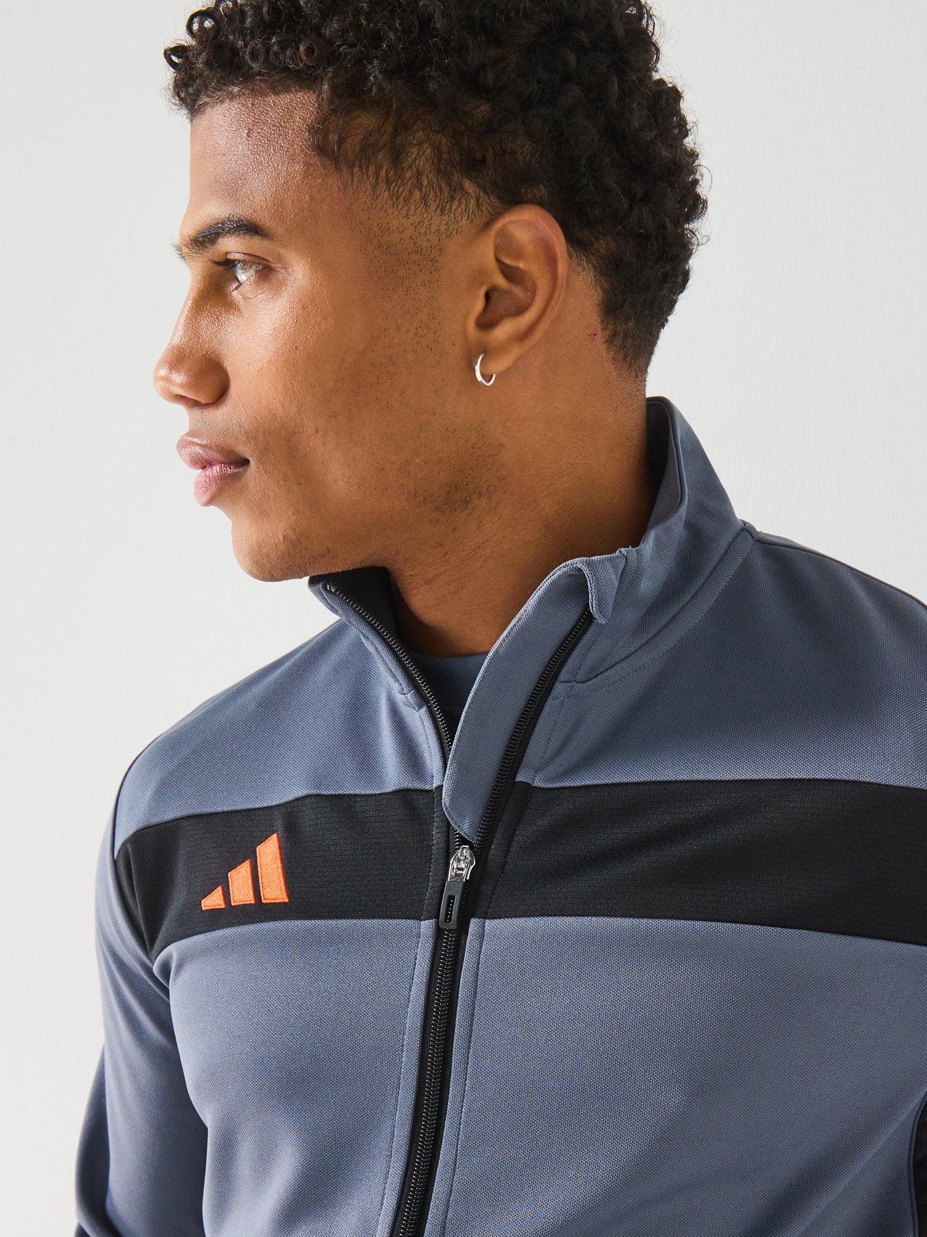  image of adidas-mens-tiro-essentials-tracksuit-blackorange