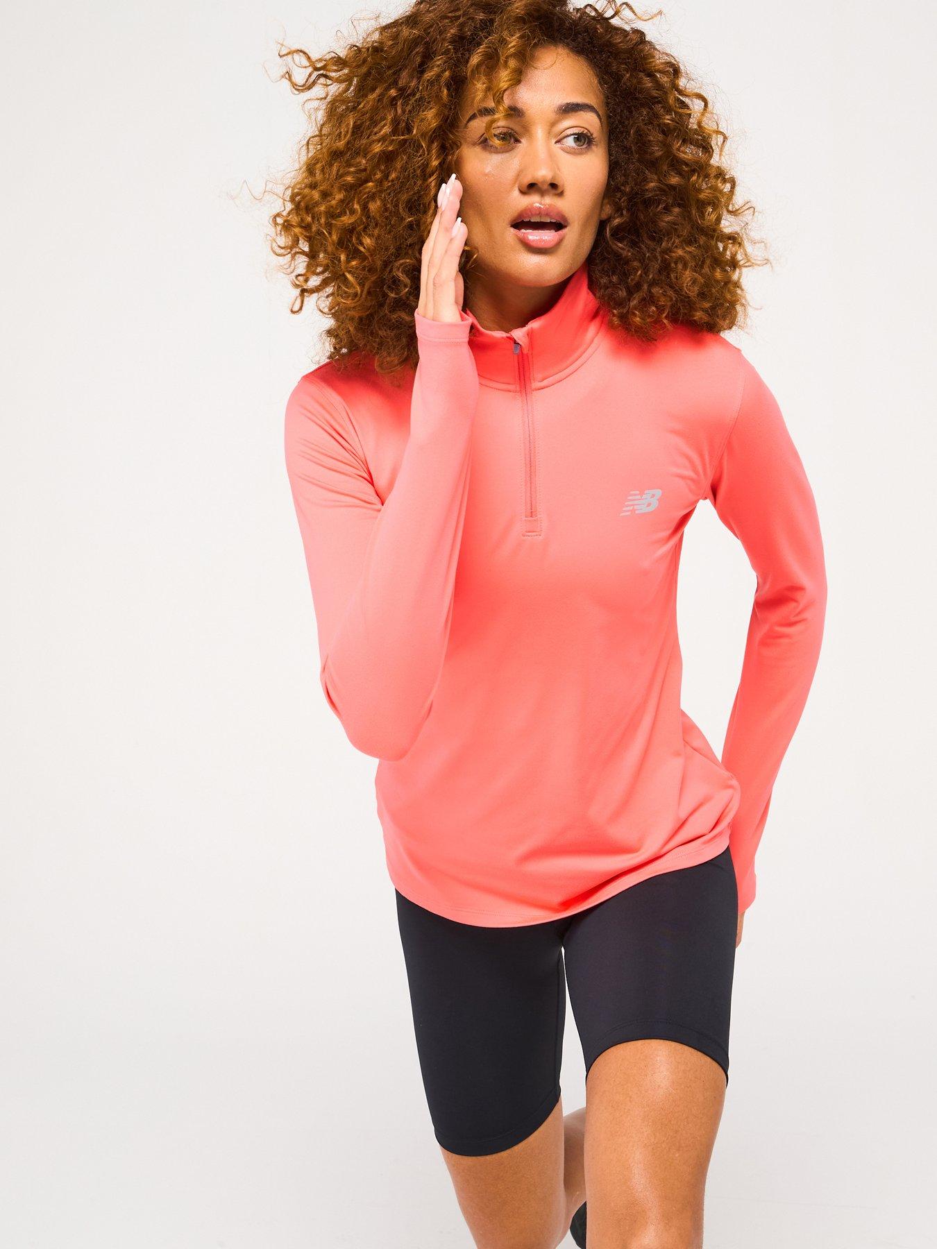 undefined Womens Running Sport Essentials Space Dye Quarter Zip - Pink
