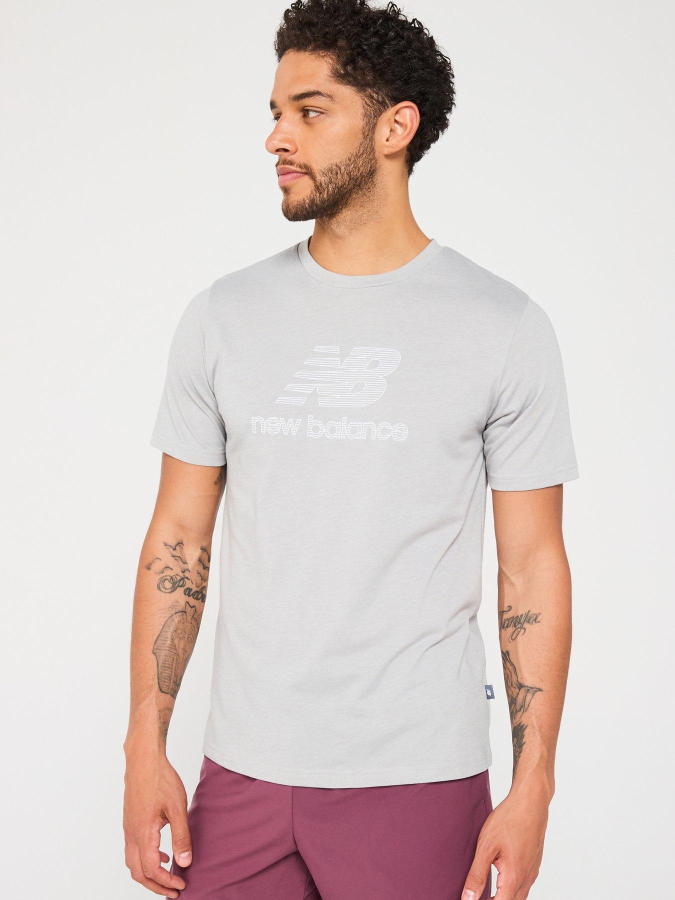  image of new-balance-mens-running-heathertech-logo-t-shirt-grey