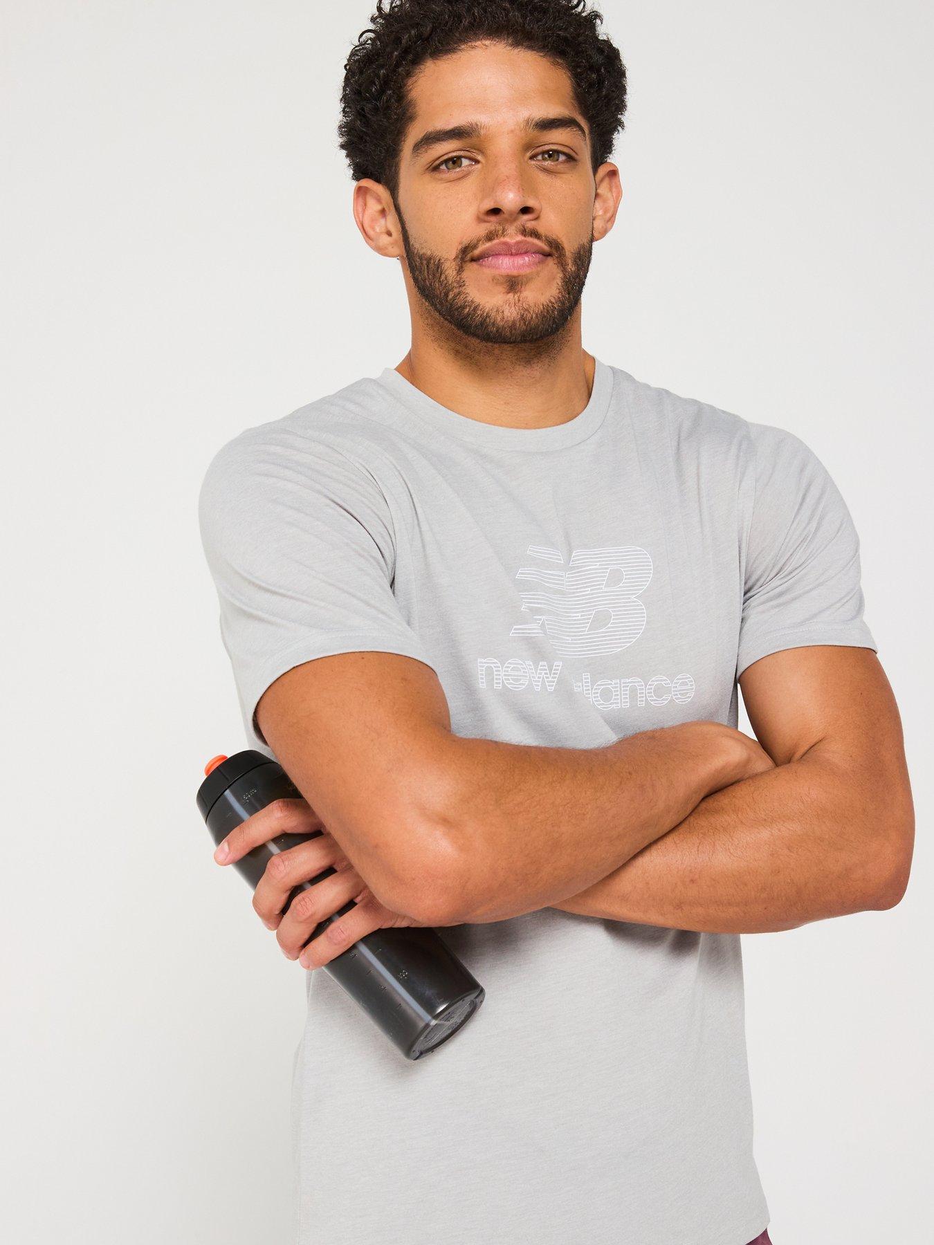  image of new-balance-mens-running-heathertech-logo-t-shirt-grey
