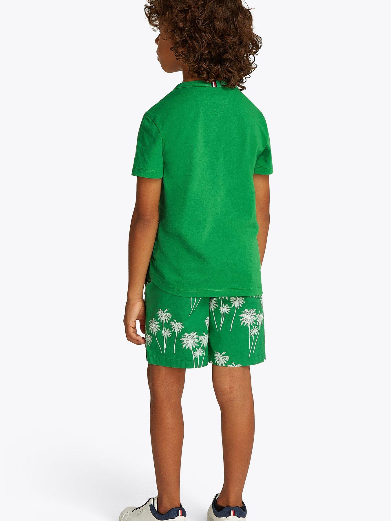  image of tommy-hilfiger-boys-palm-print-short-sleeve-t-shirt-green