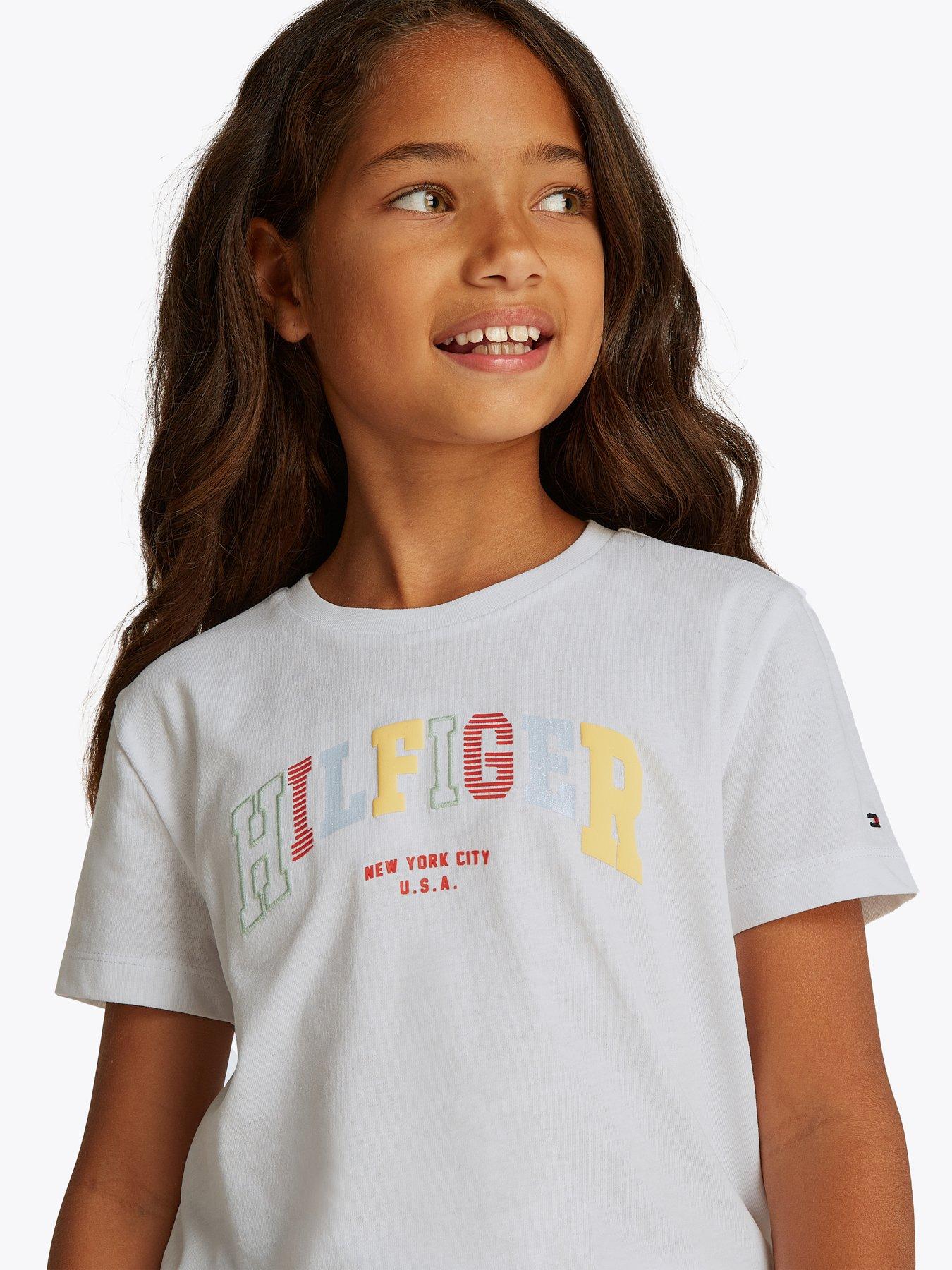  image of tommy-hilfiger-girls-varsity-short-sleeve-t-shirt-white