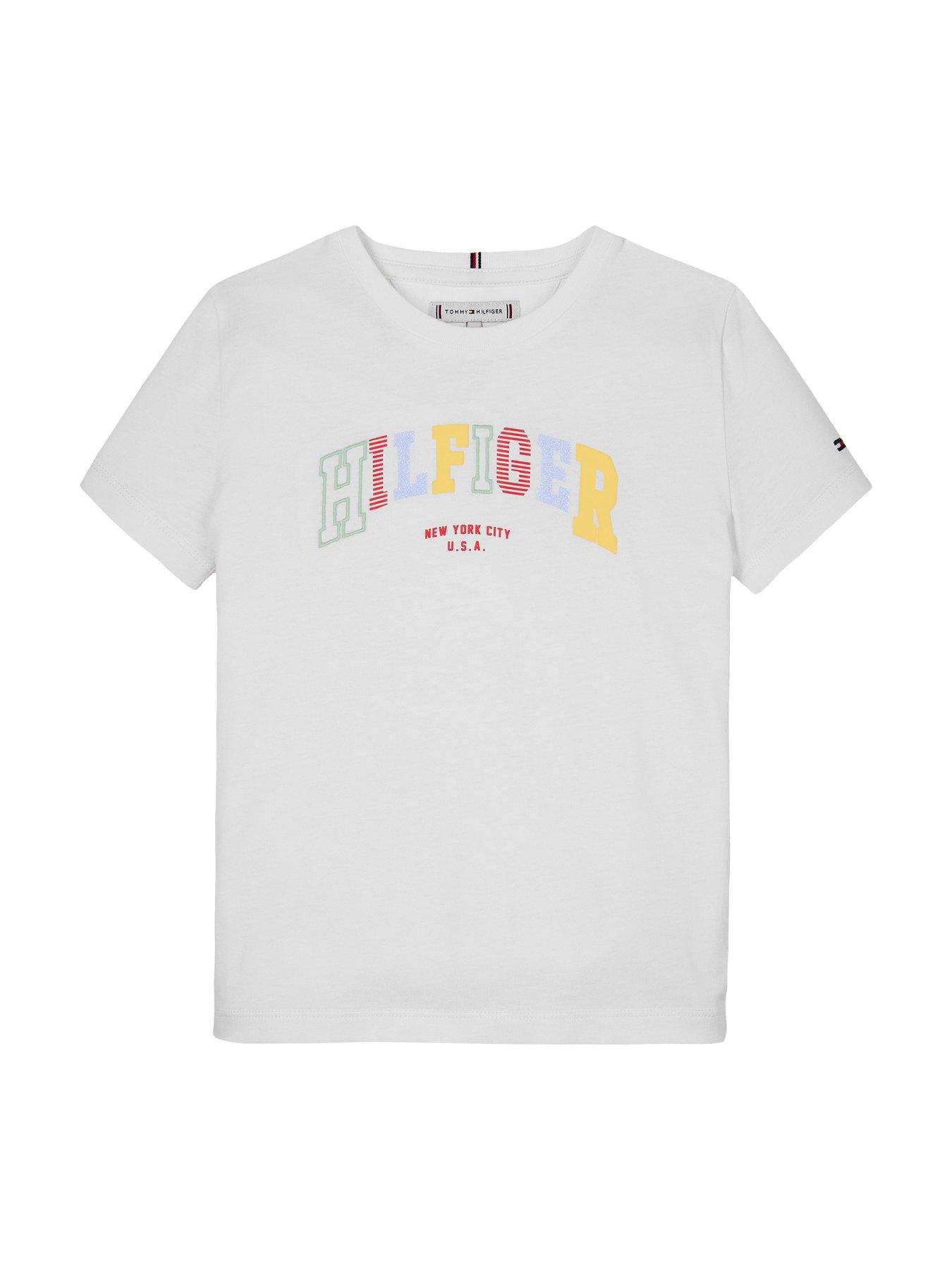  image of tommy-hilfiger-girls-varsity-short-sleeve-t-shirt-white