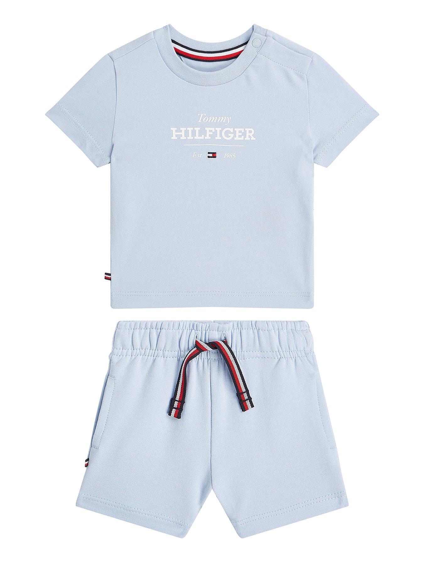  image of tommy-hilfiger-baby-monotype-t-shirt-and-short-set-blue