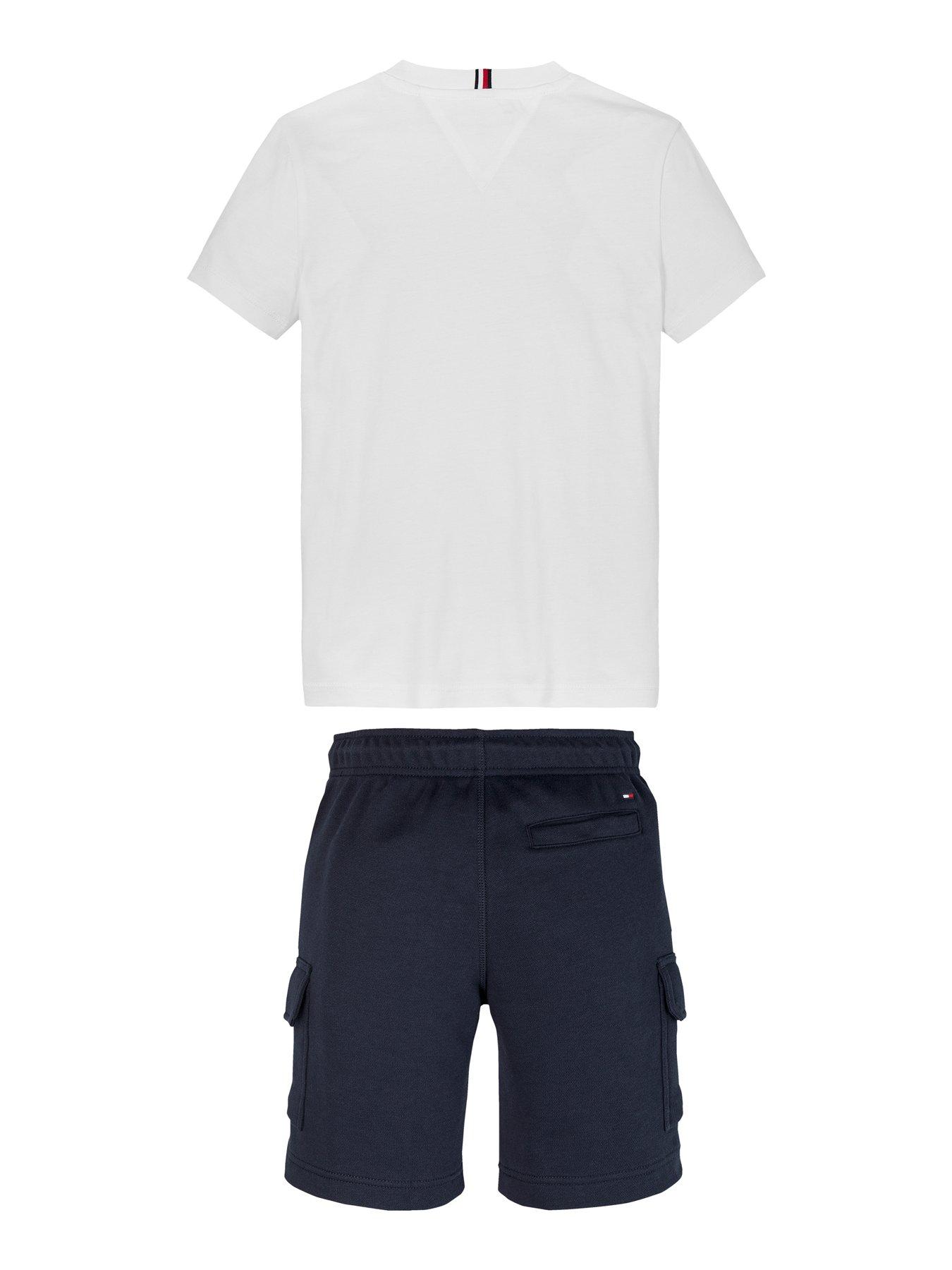  image of tommy-hilfiger-boys-short-sleeve-t-shirt-and-cargo-short-set-multi