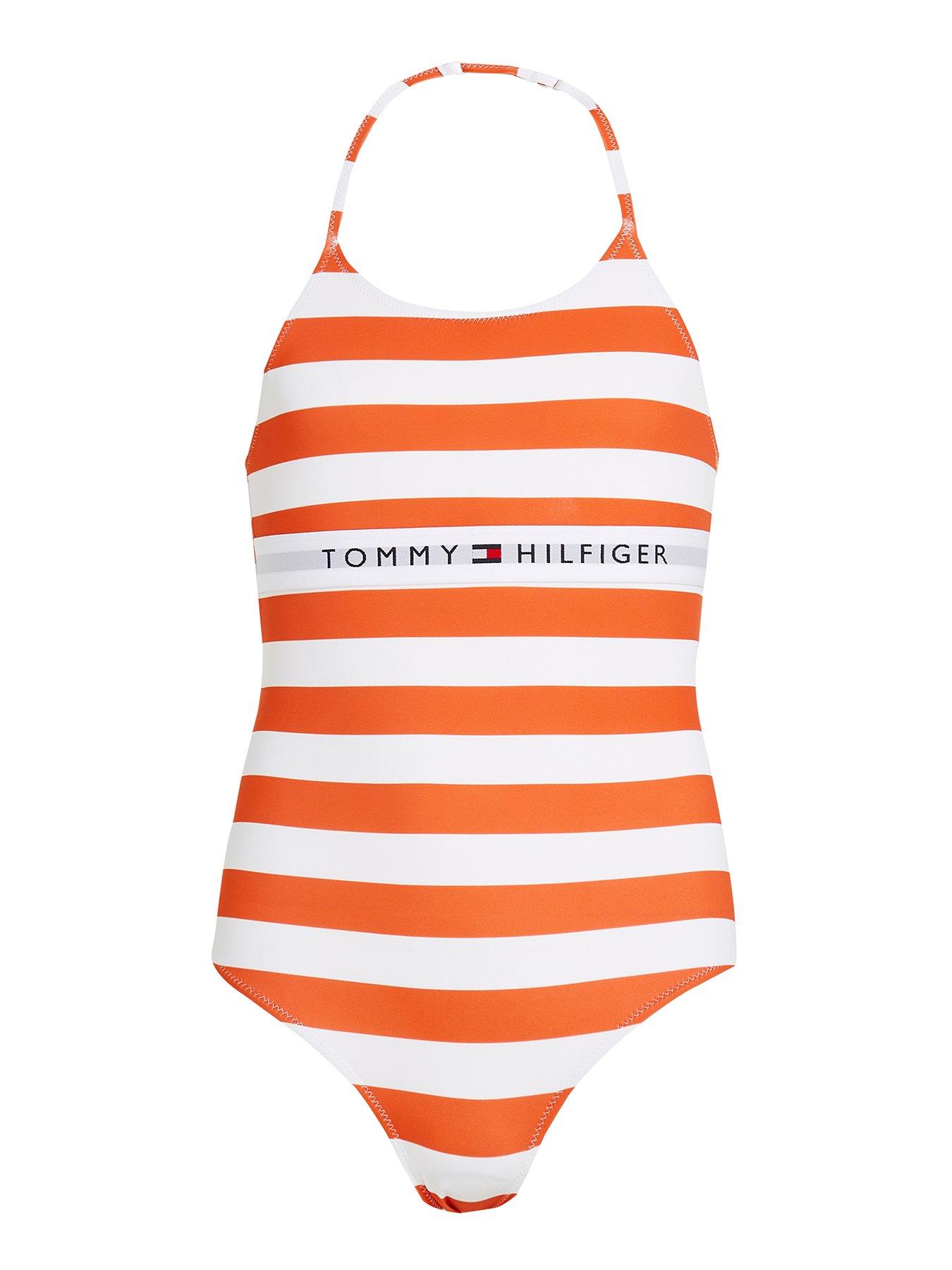 undefined Girls Stripe Swimsuit - Orange