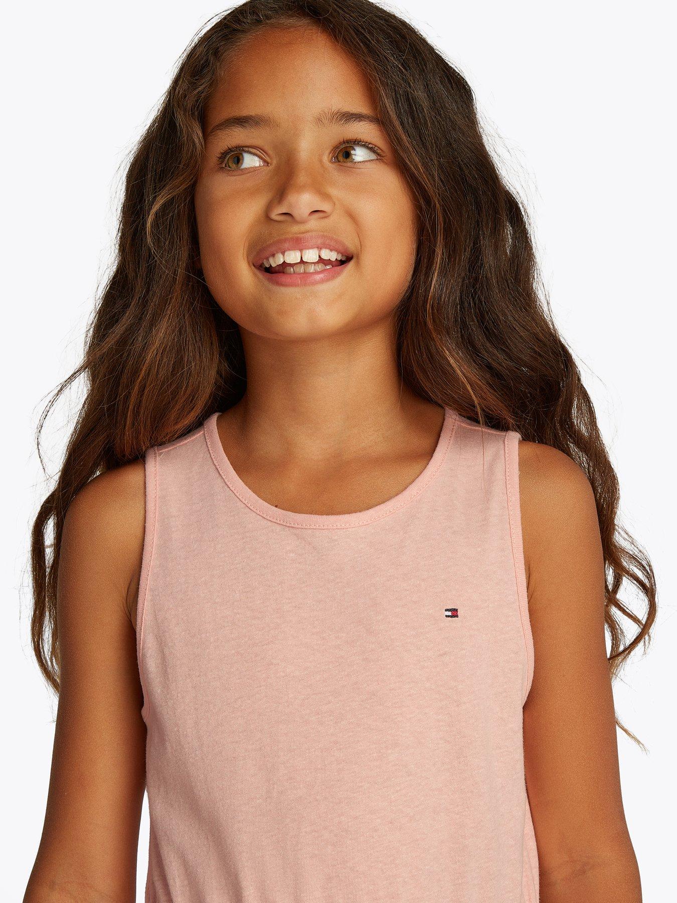  image of tommy-hilfiger-girls-linen-jersey-sleeveless-dress-pink
