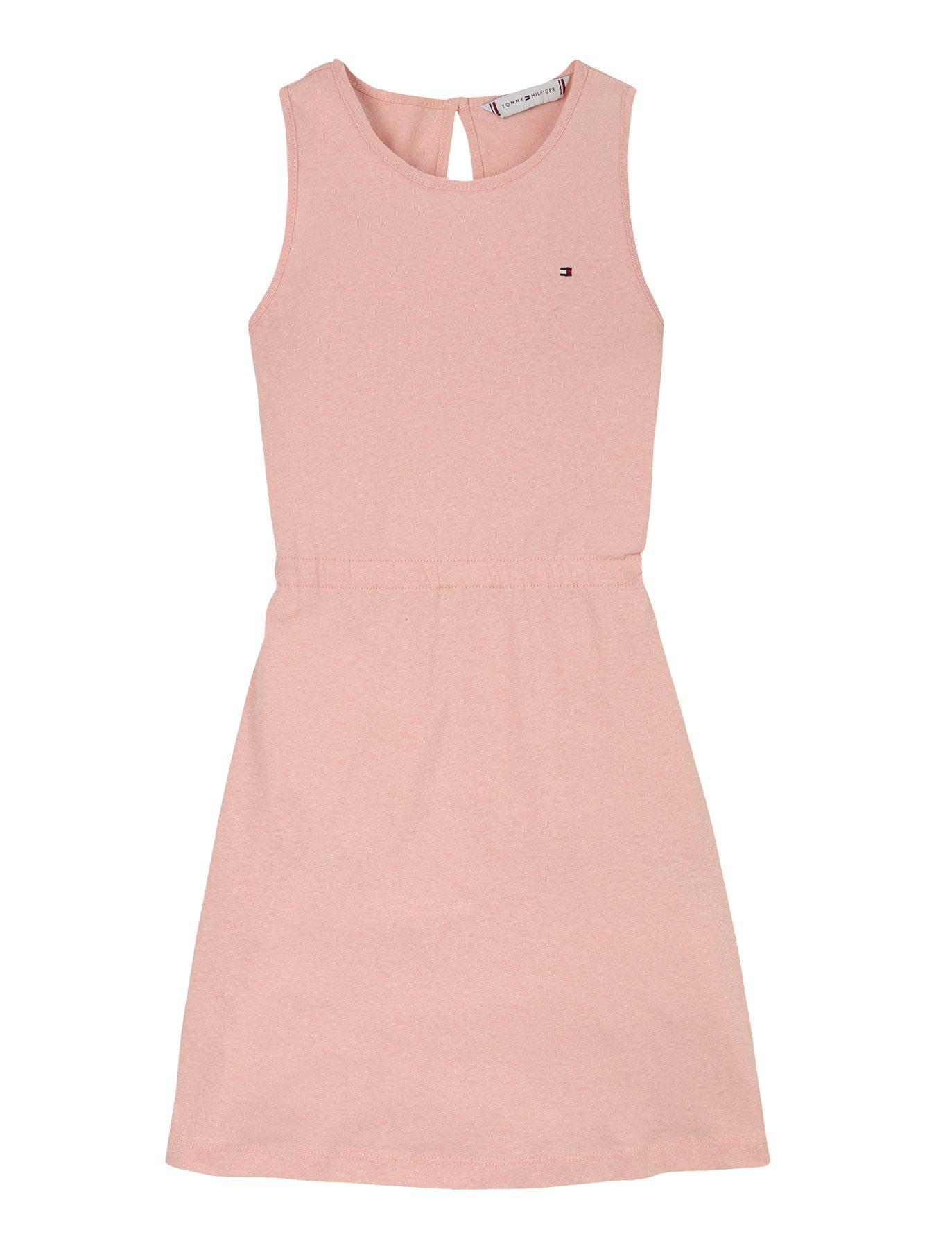  image of tommy-hilfiger-girls-linen-jersey-sleeveless-dress-pink