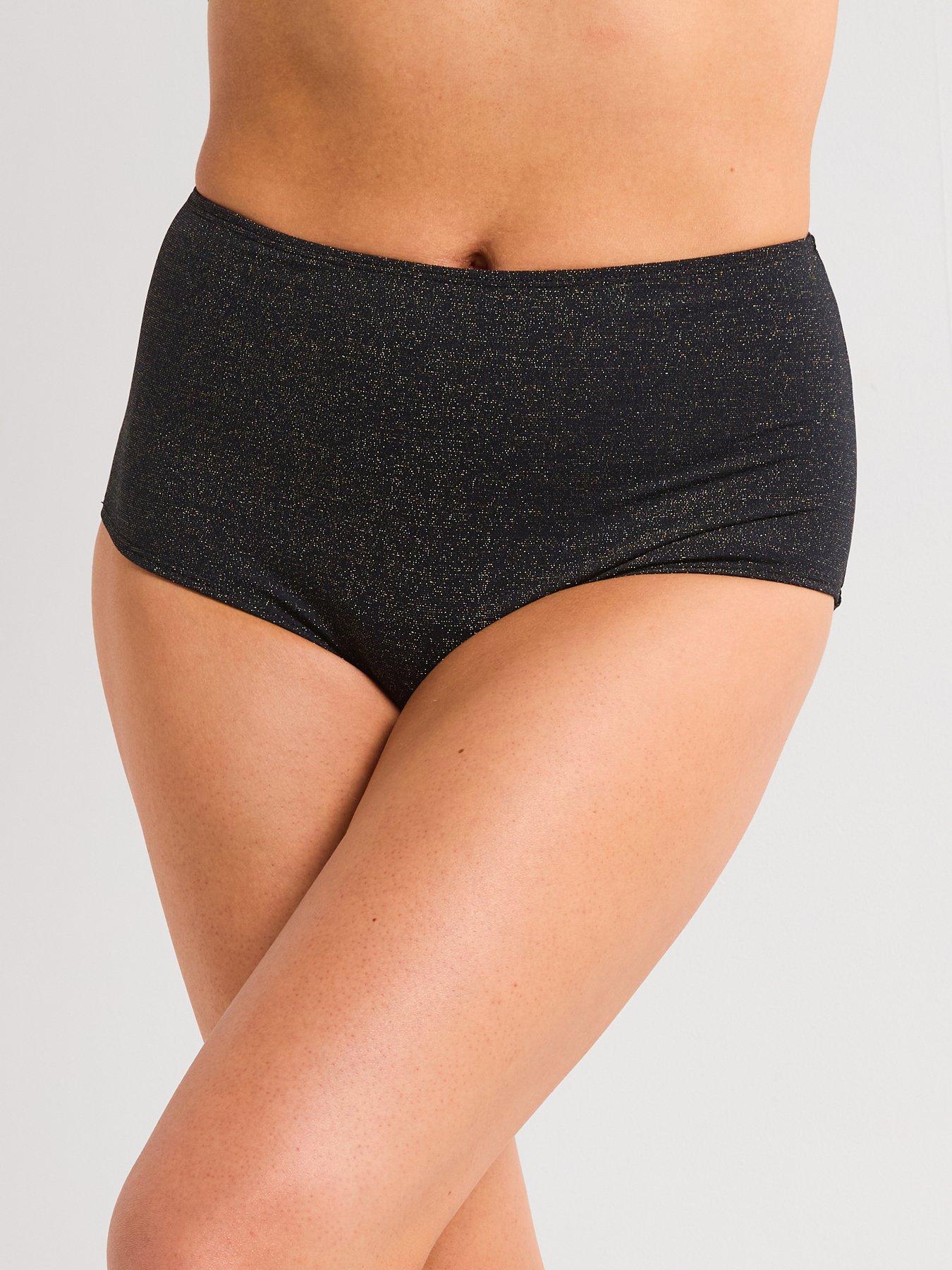 undefined Kyra Metallic Shaping Midi Brief - Black