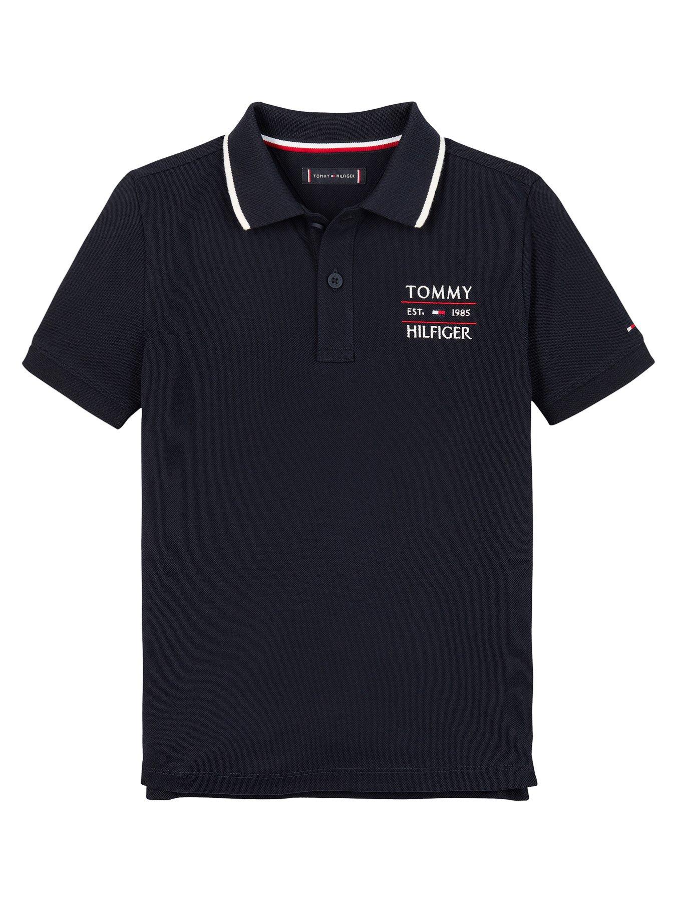 Tommy Hilfiger Boys Flag Short Sleeve Polo Shirt - Navy