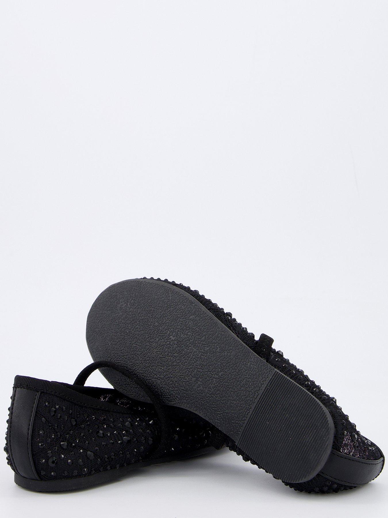  image of v-by-very-girls-diamante-ballet-pump-black
