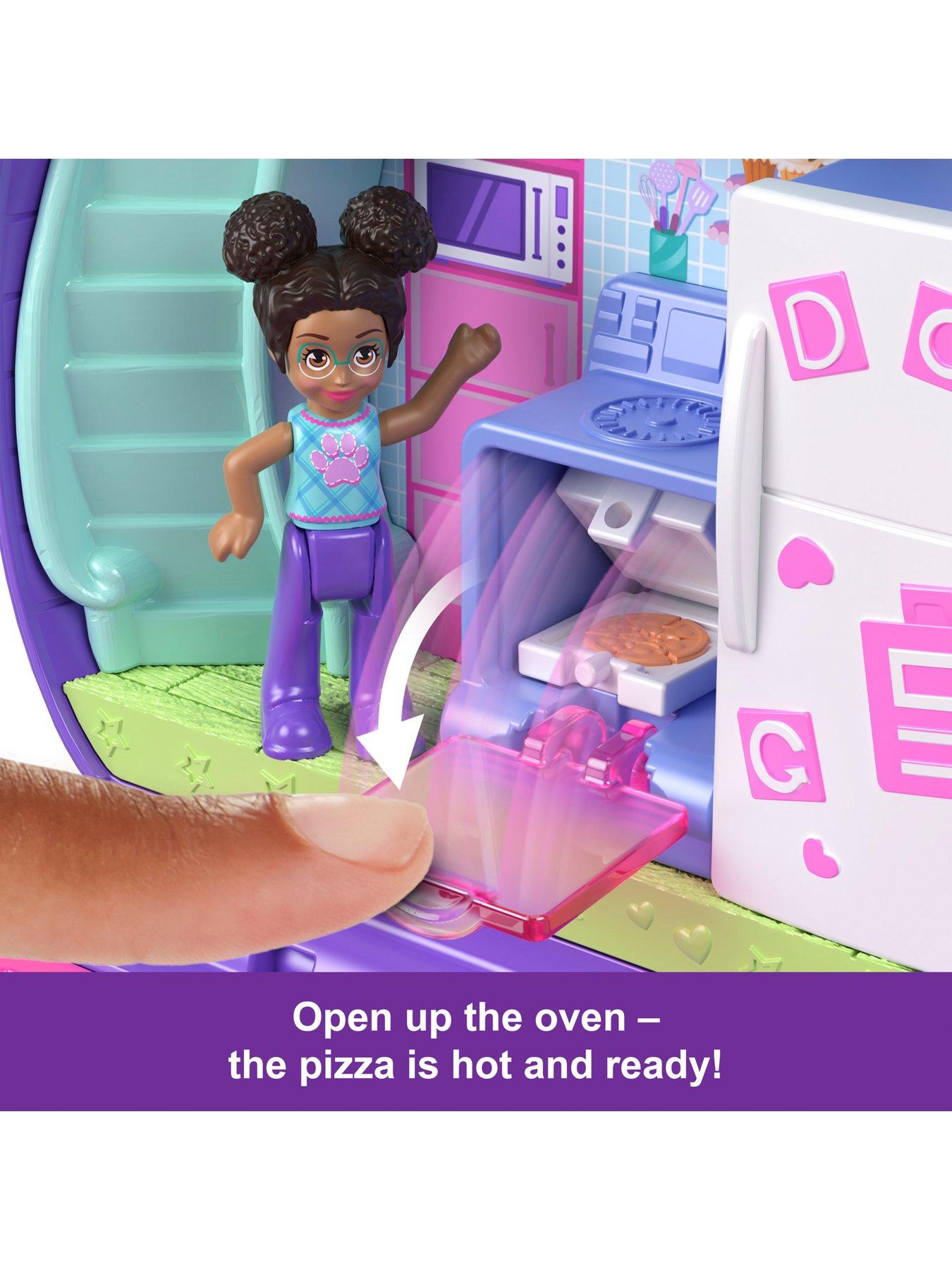  image of polly-pocket-sleepover-puppy-compact-playset-with-1-micro-doll-and-pet-dogs-travel-toy-with-food-amp-styling-accessories