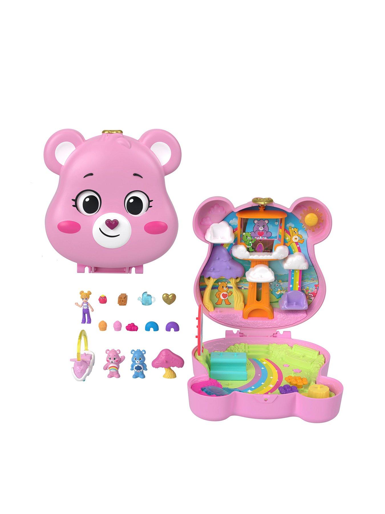 Image 1 of 6 of Polly Pocket x Care Bears Dolls &amp; Playset with Toy Car and Themed Accessories, Compact Travel Toy