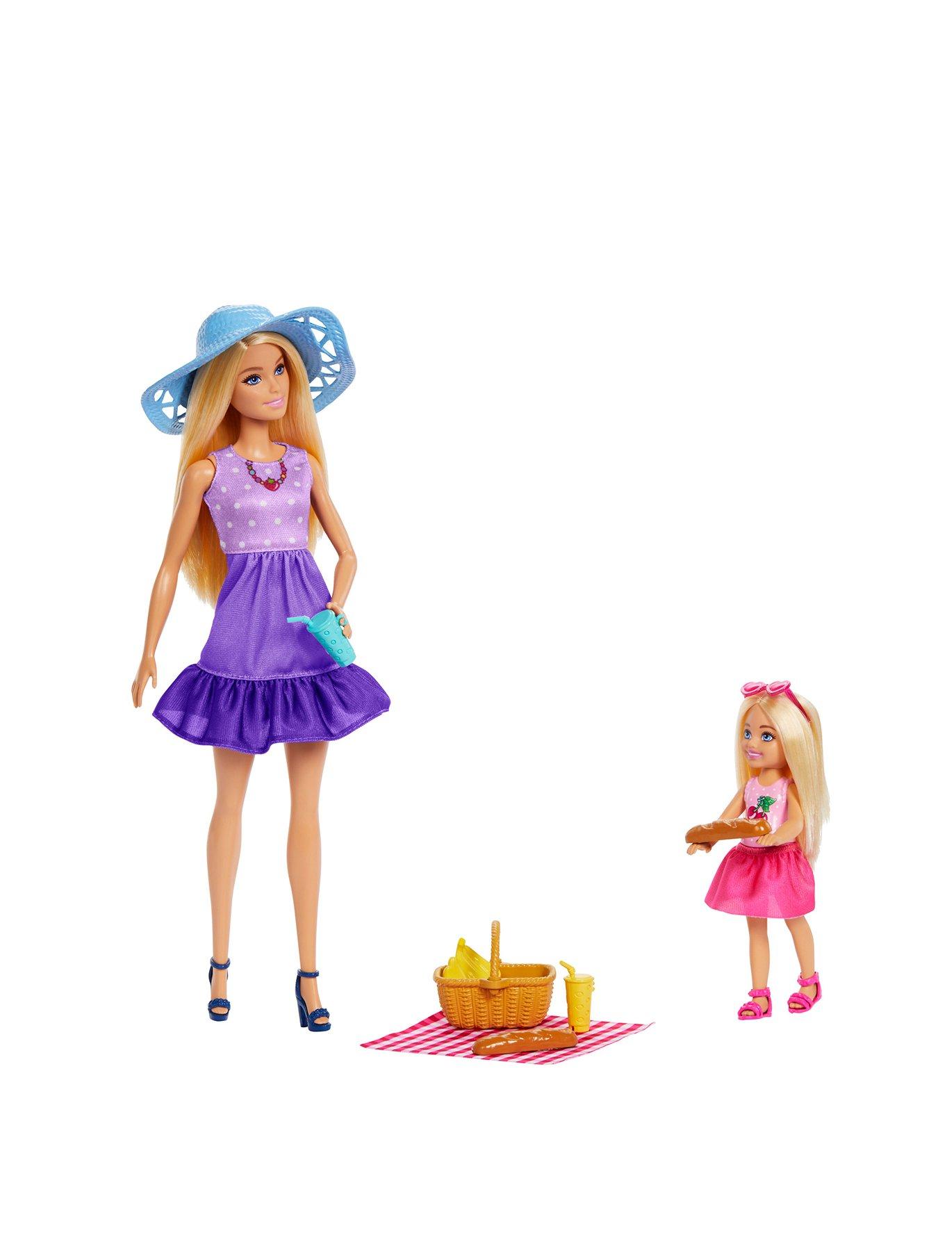 Barbie Family  &  Friends Dolls, Picnic-Themed Playset with 2 Dolls  &  9 Pieces