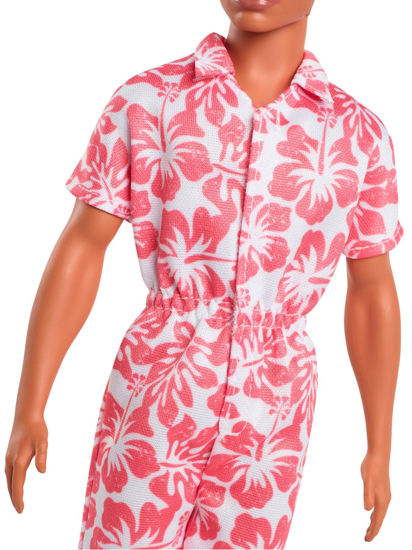  image of barbie-fashionistas-ken-doll-235-in-hawaiian-print-jumpsuit-with-green-sandals-brown-hair
