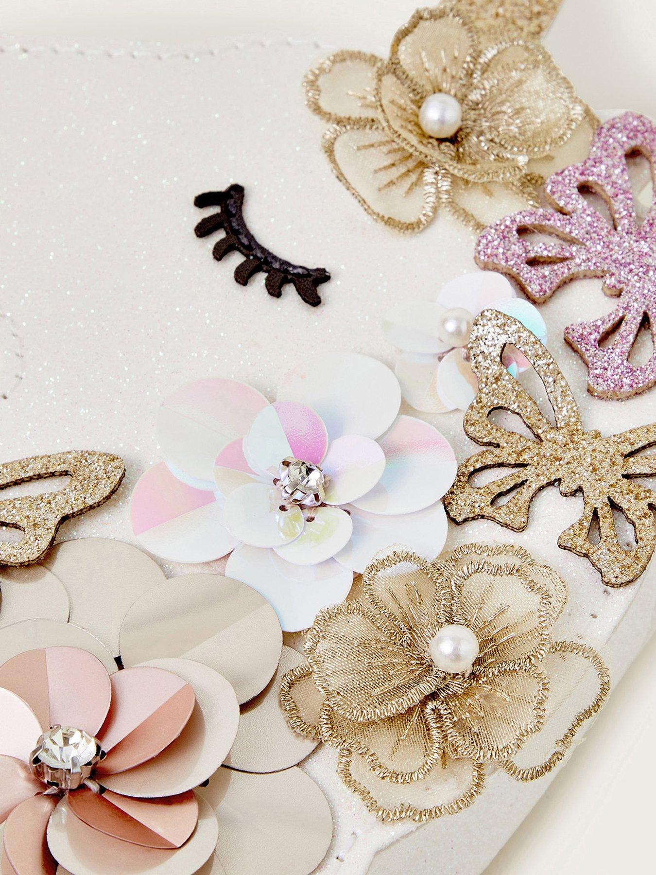  image of monsoon-girls-ella-sequin-flower-unicorn-bag-ivory