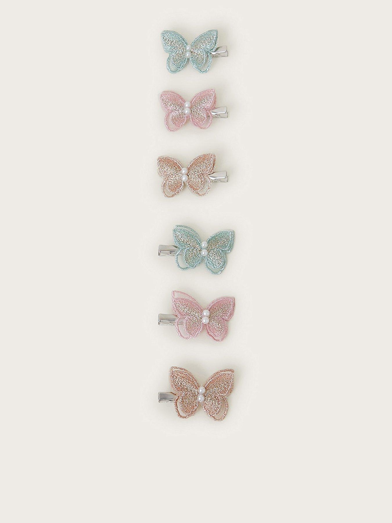  image of monsoon-girls-6-pack-embroidered-butterfly-hair-clips-multi