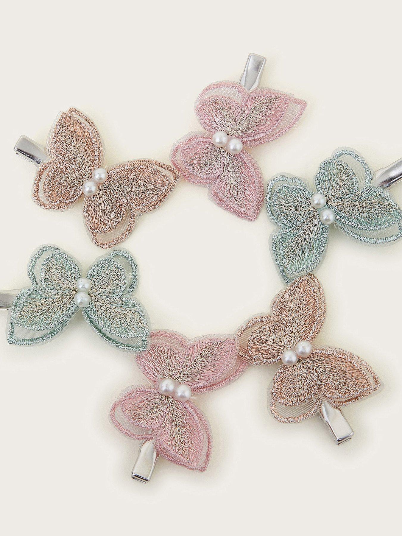  image of monsoon-girls-6-pack-embroidered-butterfly-hair-clips-multi