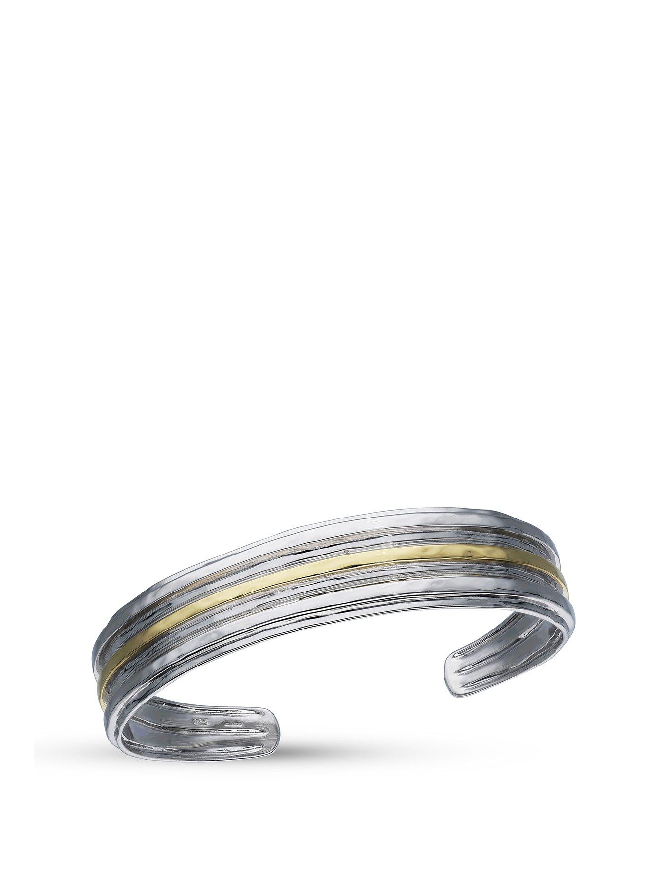 undefined Sterling Silver & Gold Plated statement Cuff Bangle