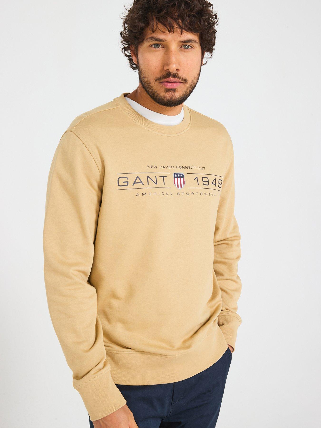 Image 1 of 6 of GANT Graphic Crew Neck Sweat Shirt - Beige