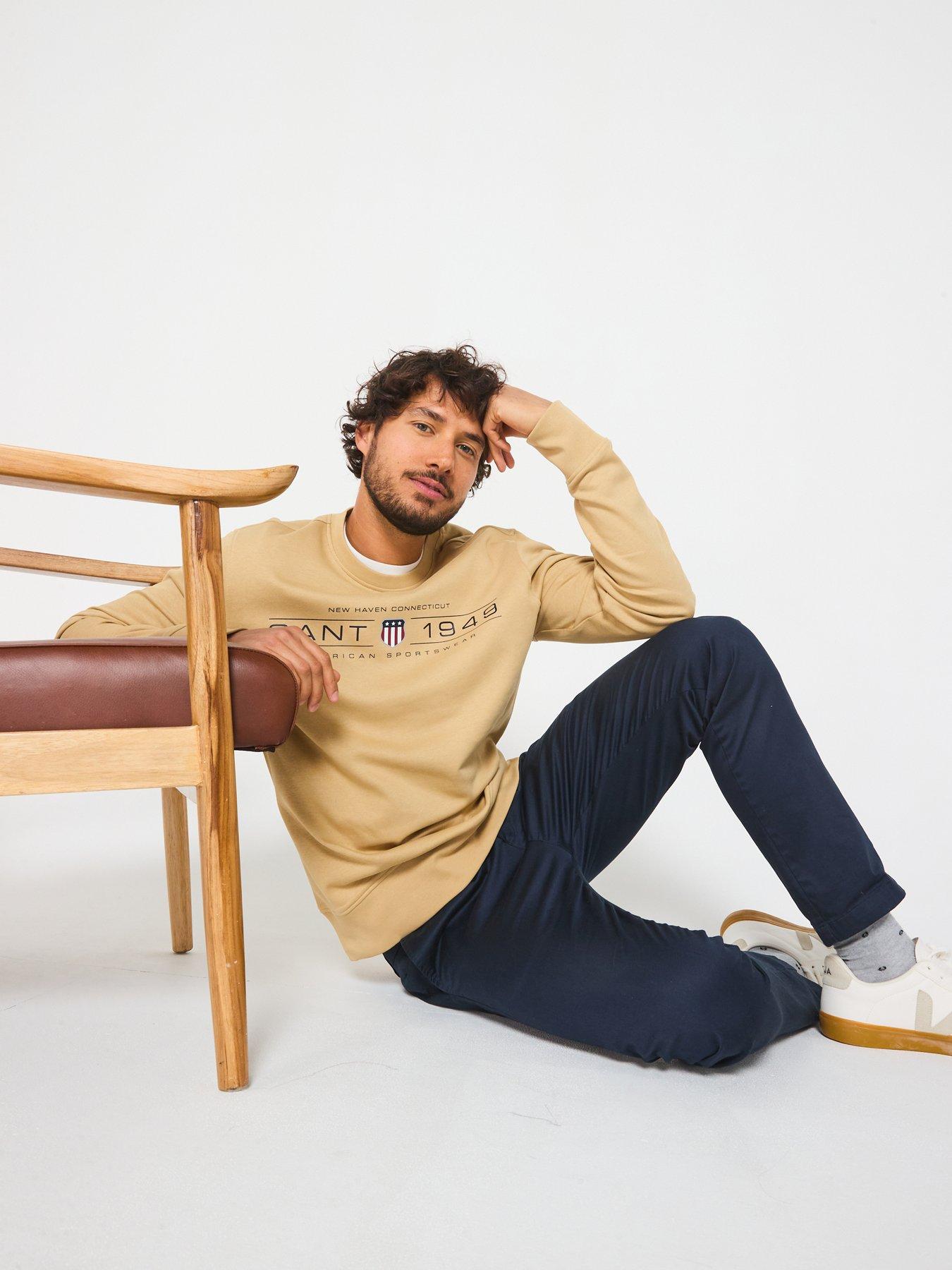 Image 4 of 6 of GANT Graphic Crew Neck Sweat Shirt - Beige