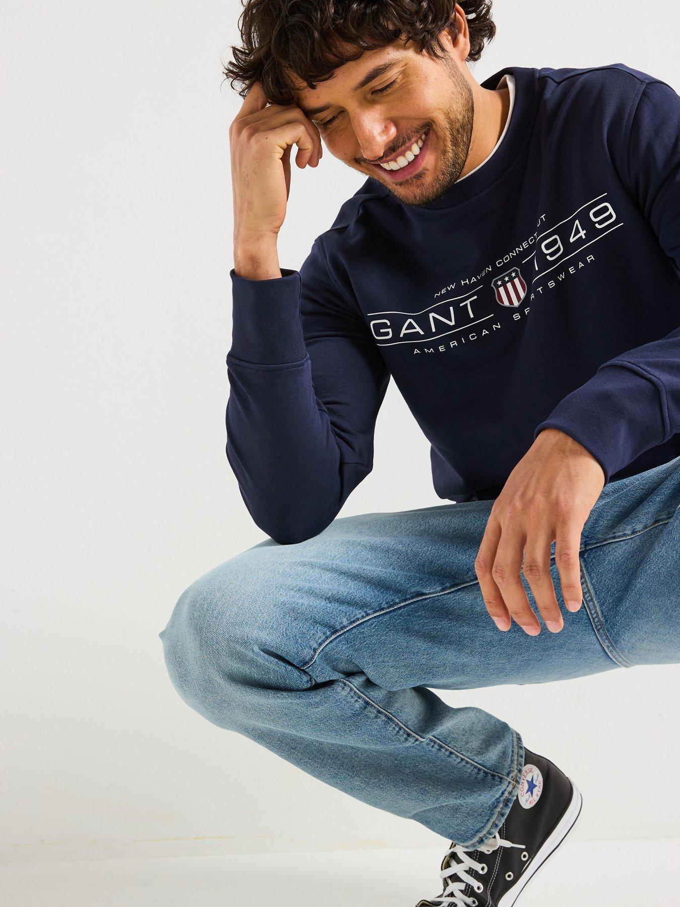 Image 4 of 4 of GANT Graphic Crew Neck Sweatshirt - Dark Blue