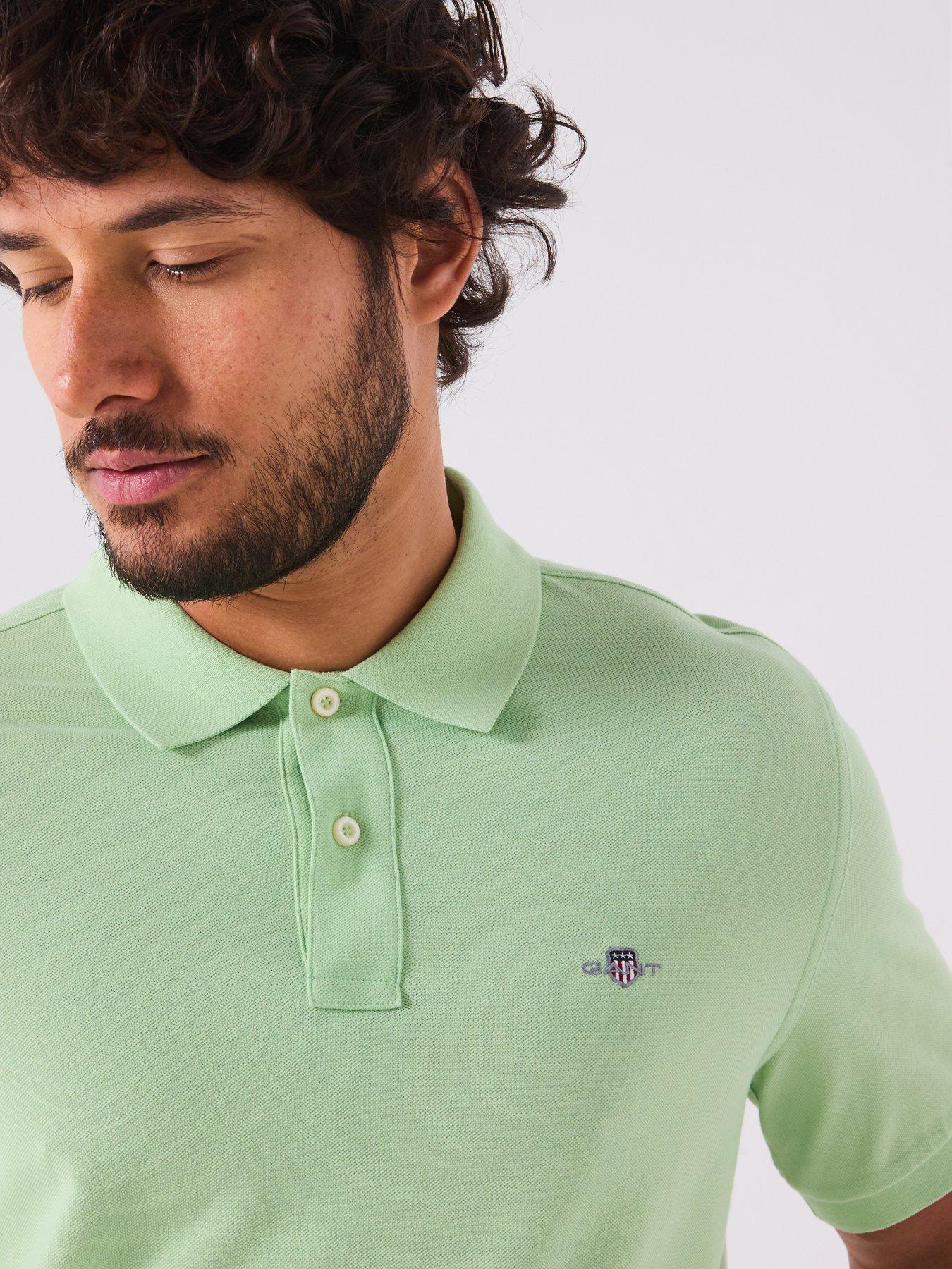  image of gant-regular-fit-shield-short-sleeve-pique-polo-shirt-light-green