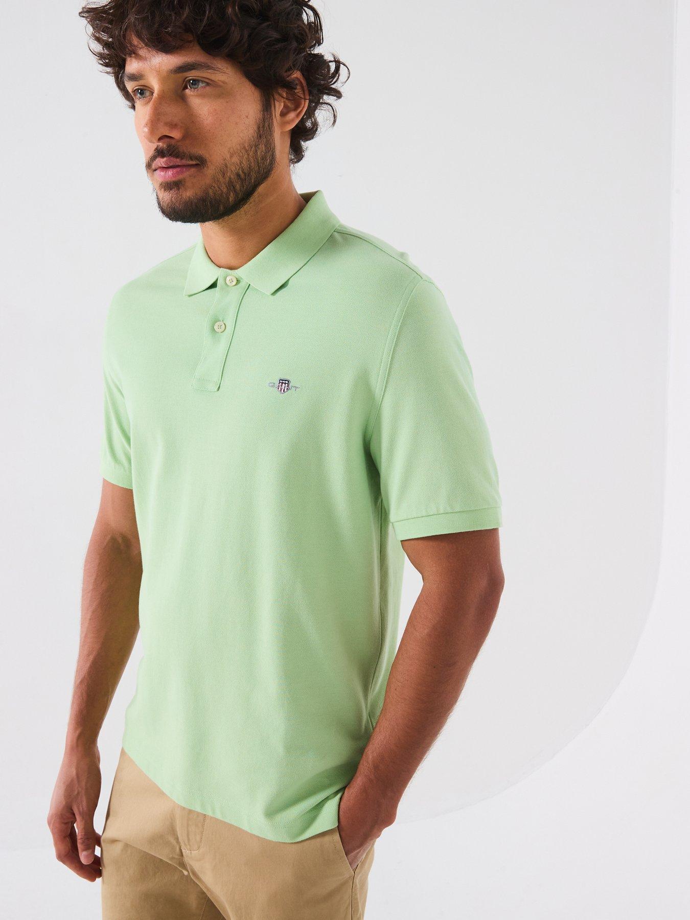  image of gant-regular-fit-shield-short-sleeve-pique-polo-shirt-light-green