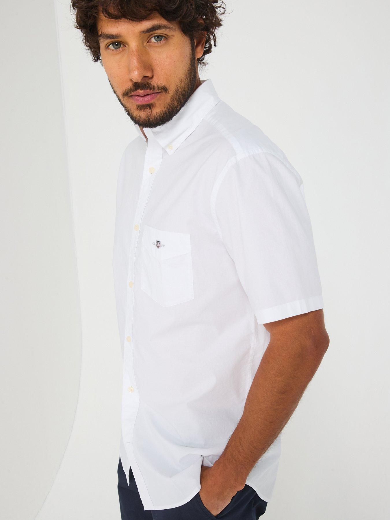  image of gant-regular-fit-classic-poplin-short-sleeve-shirt-white