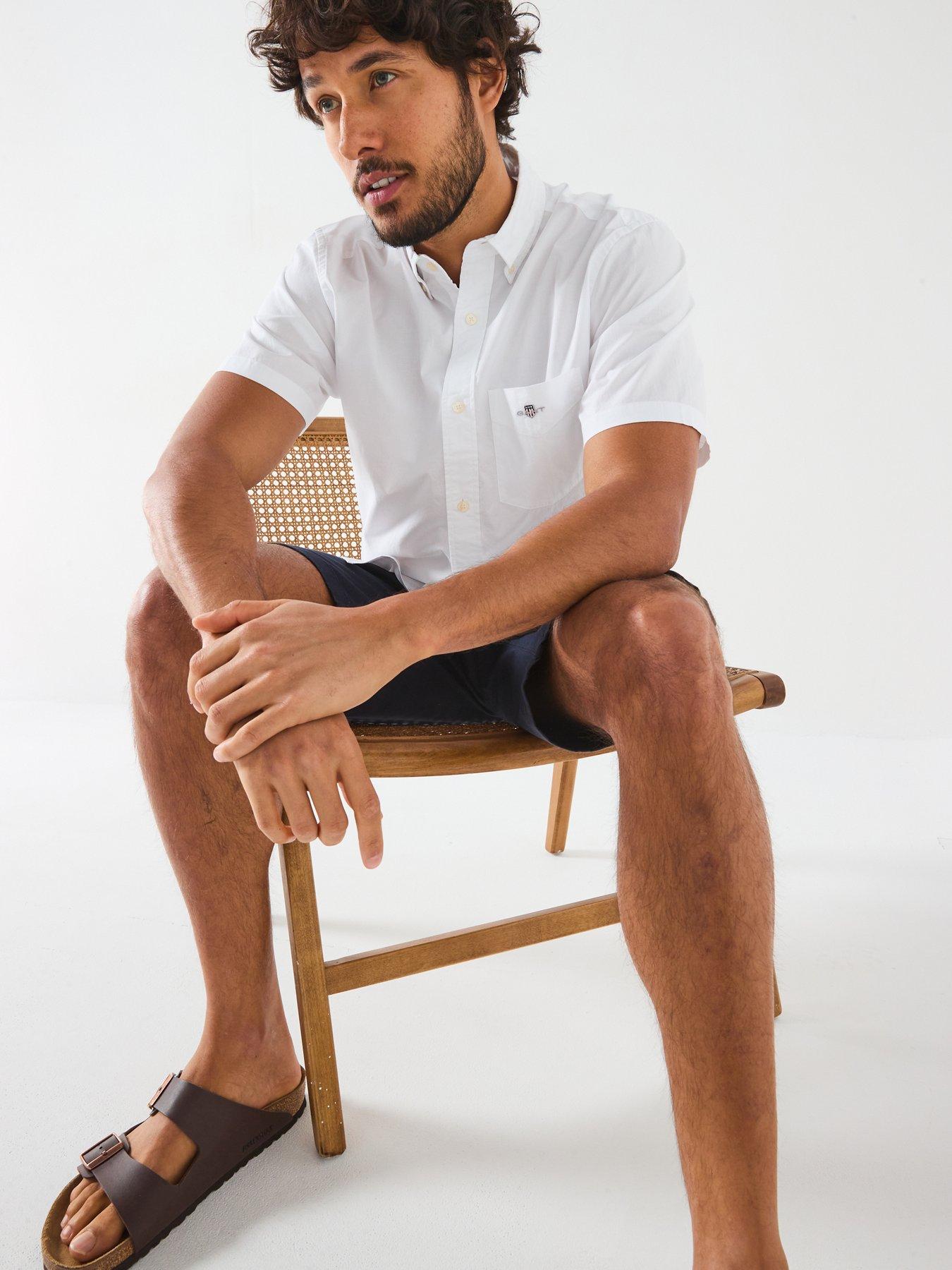  image of gant-regular-fit-classic-poplin-short-sleeve-shirt-white
