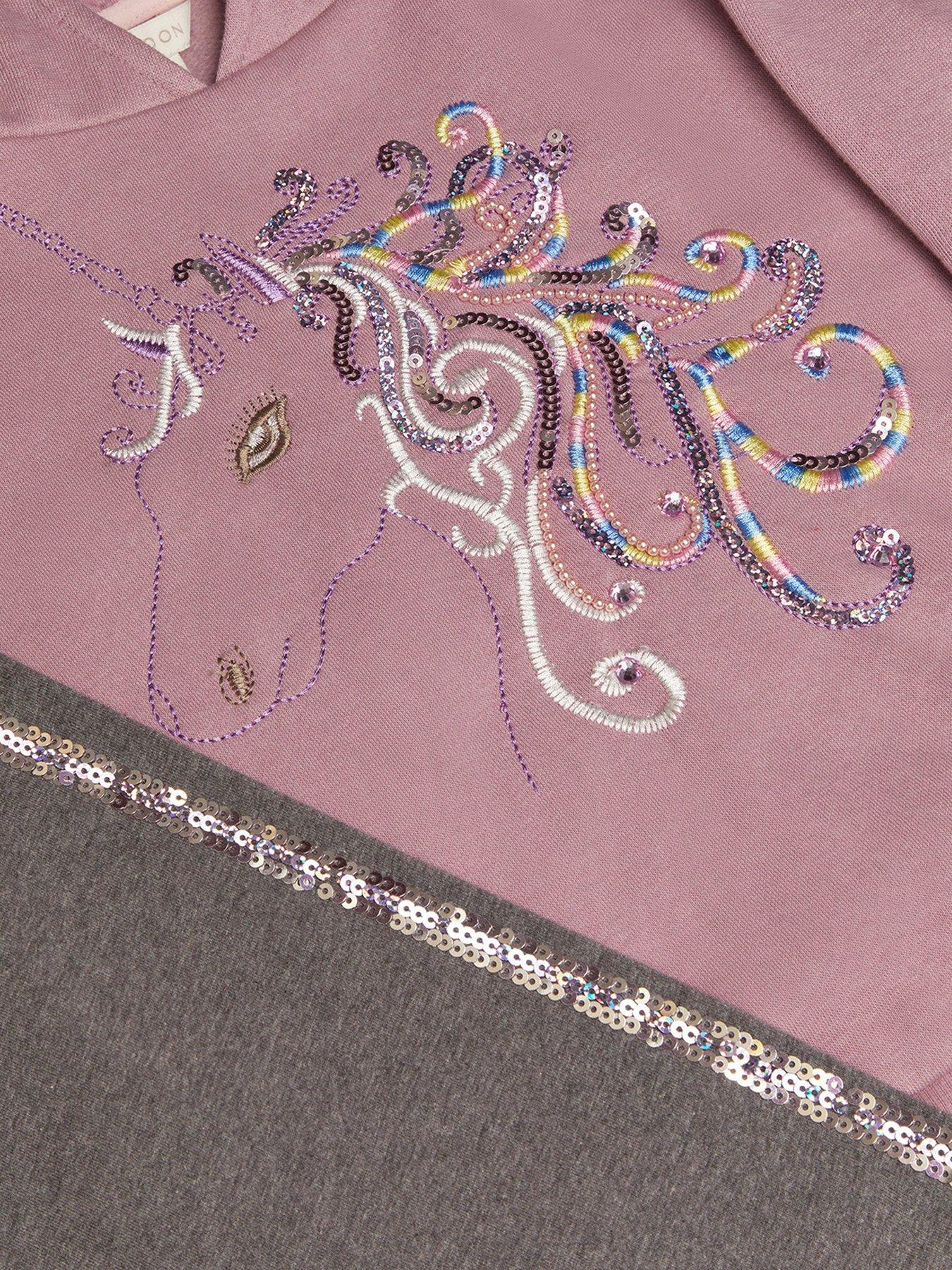  image of monsoon-girls-sequin-unicorn-hoodie-and-leggings-set-lilac