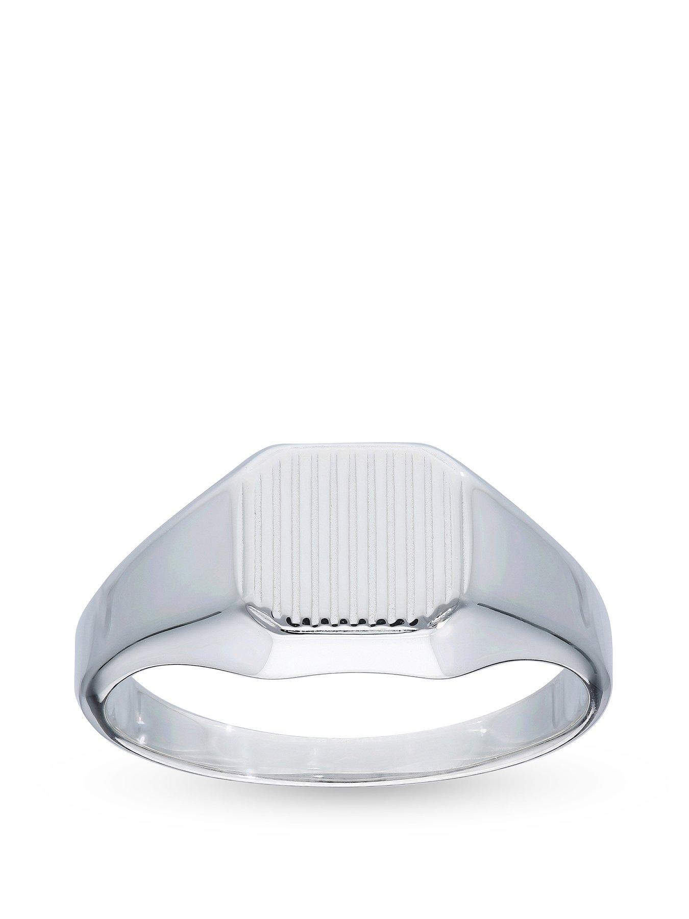undefined Gents Sterling Silver Textured Signet Ring