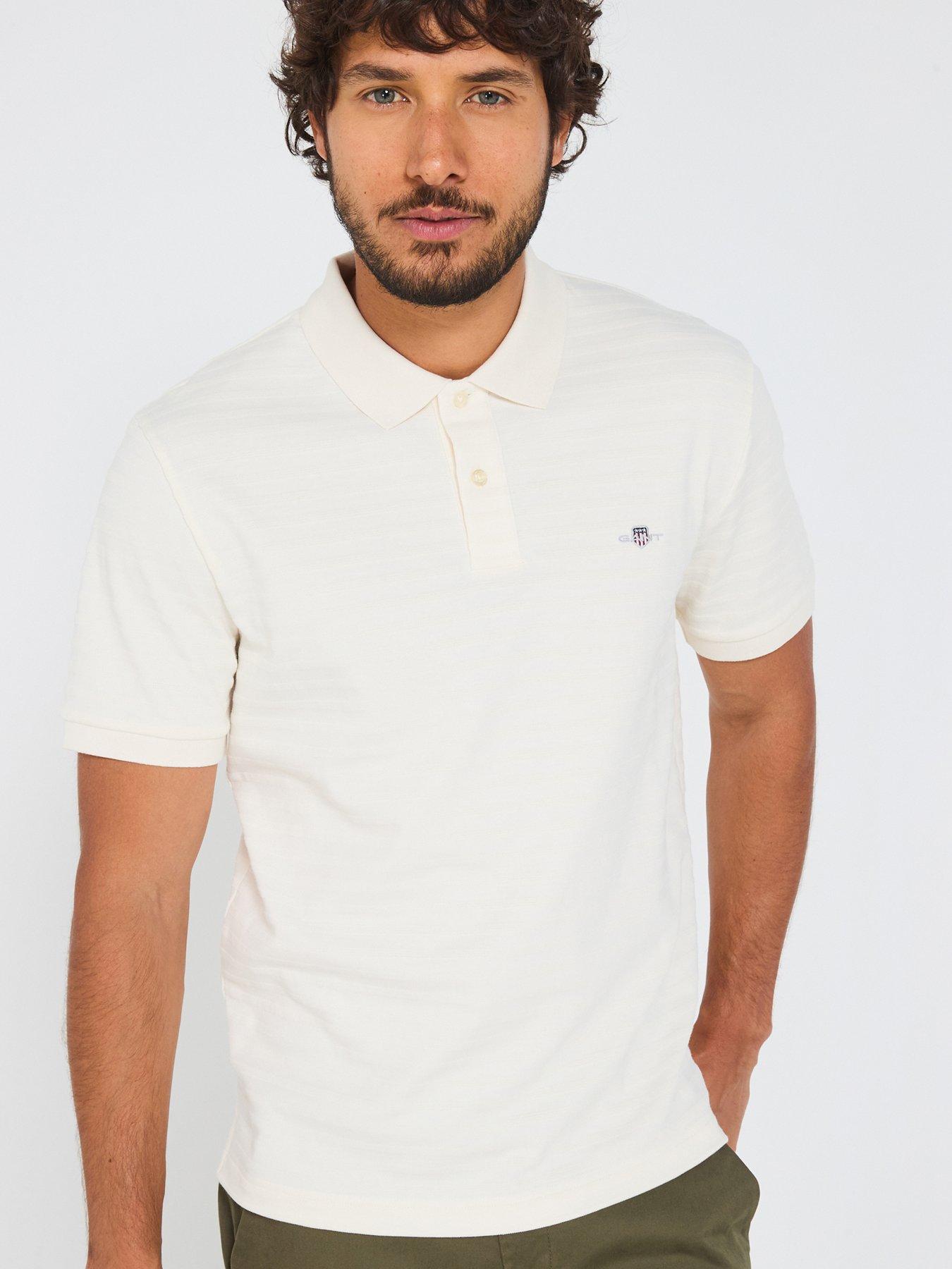  image of gant-textured-stripe-polo-shirt-cream