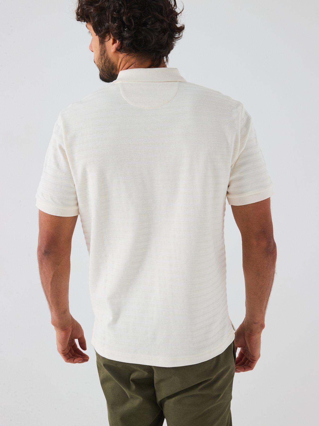 image of gant-textured-stripe-polo-shirt-cream