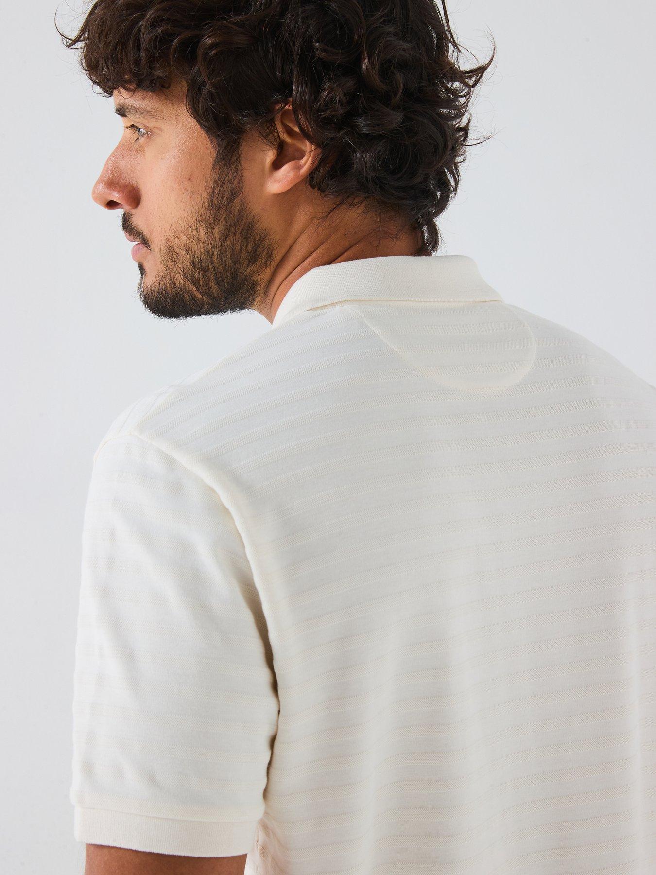  image of gant-textured-stripe-polo-shirt-cream