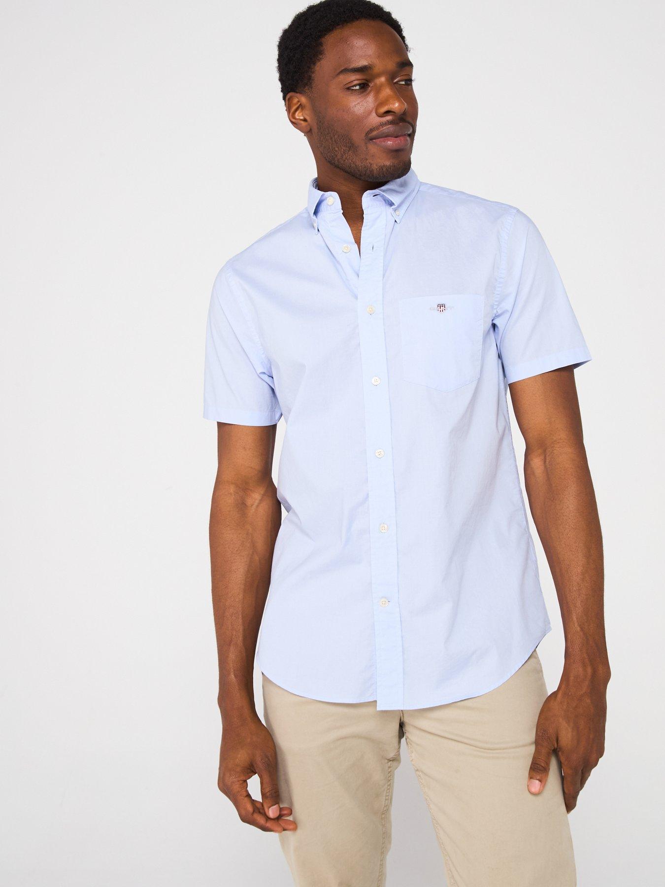 GANT Regular Fit Classic Oxford Short Sleeve Shirt - Light Blue