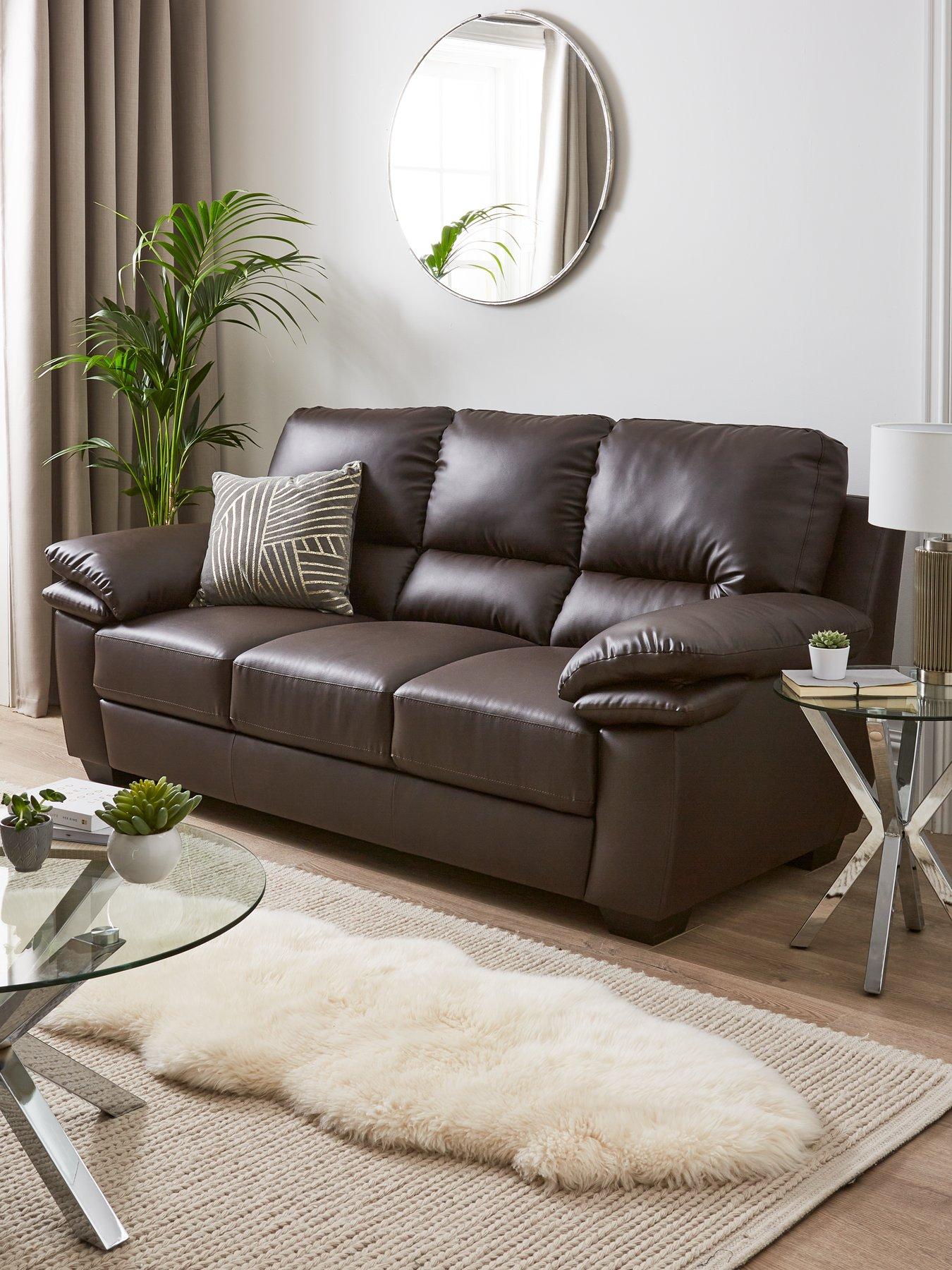 Very Home Leona 3 Seater Faux Leather Sofa - FSC® Certified
