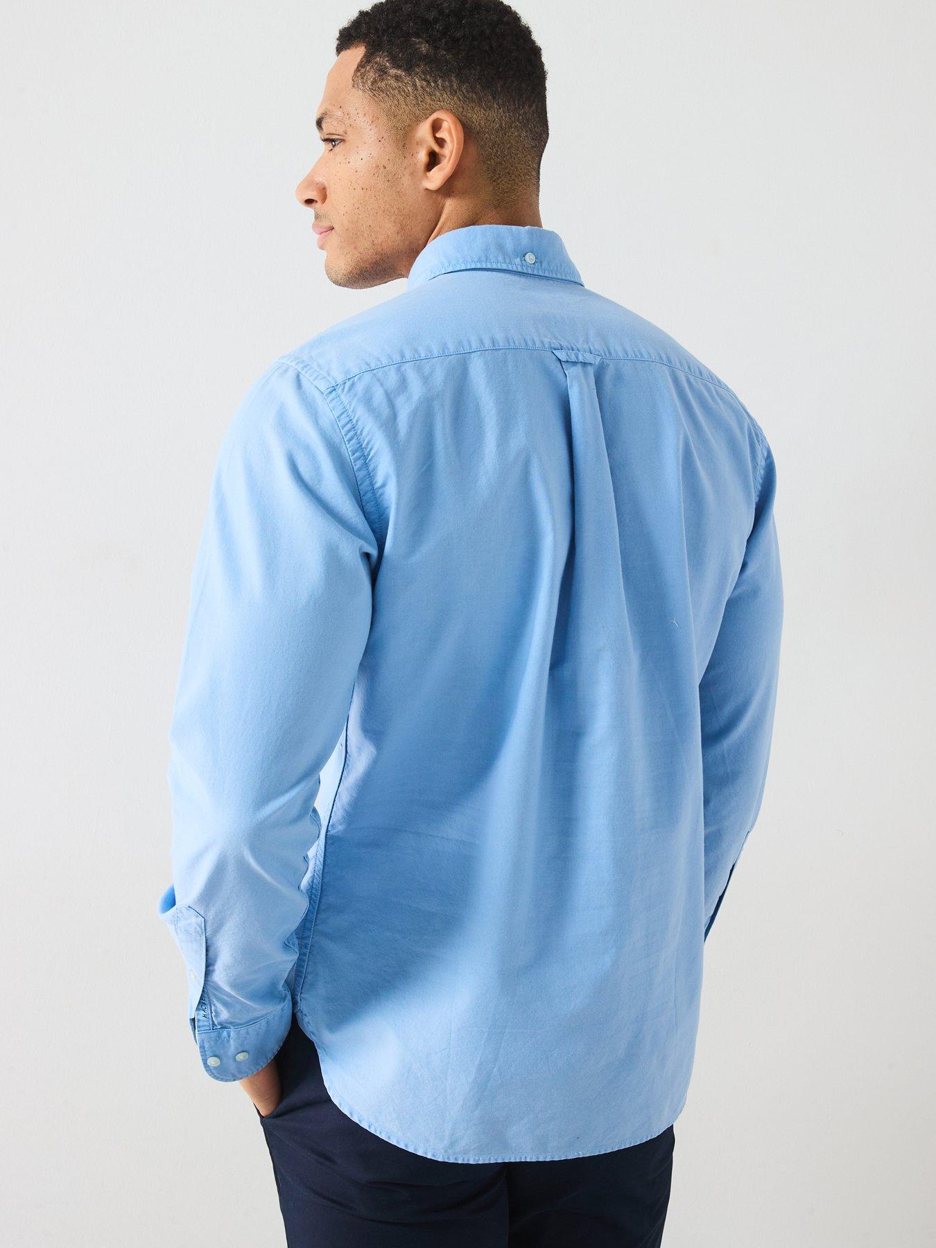  image of hackett-delave-tailored-fit-oxford-shirt-blue