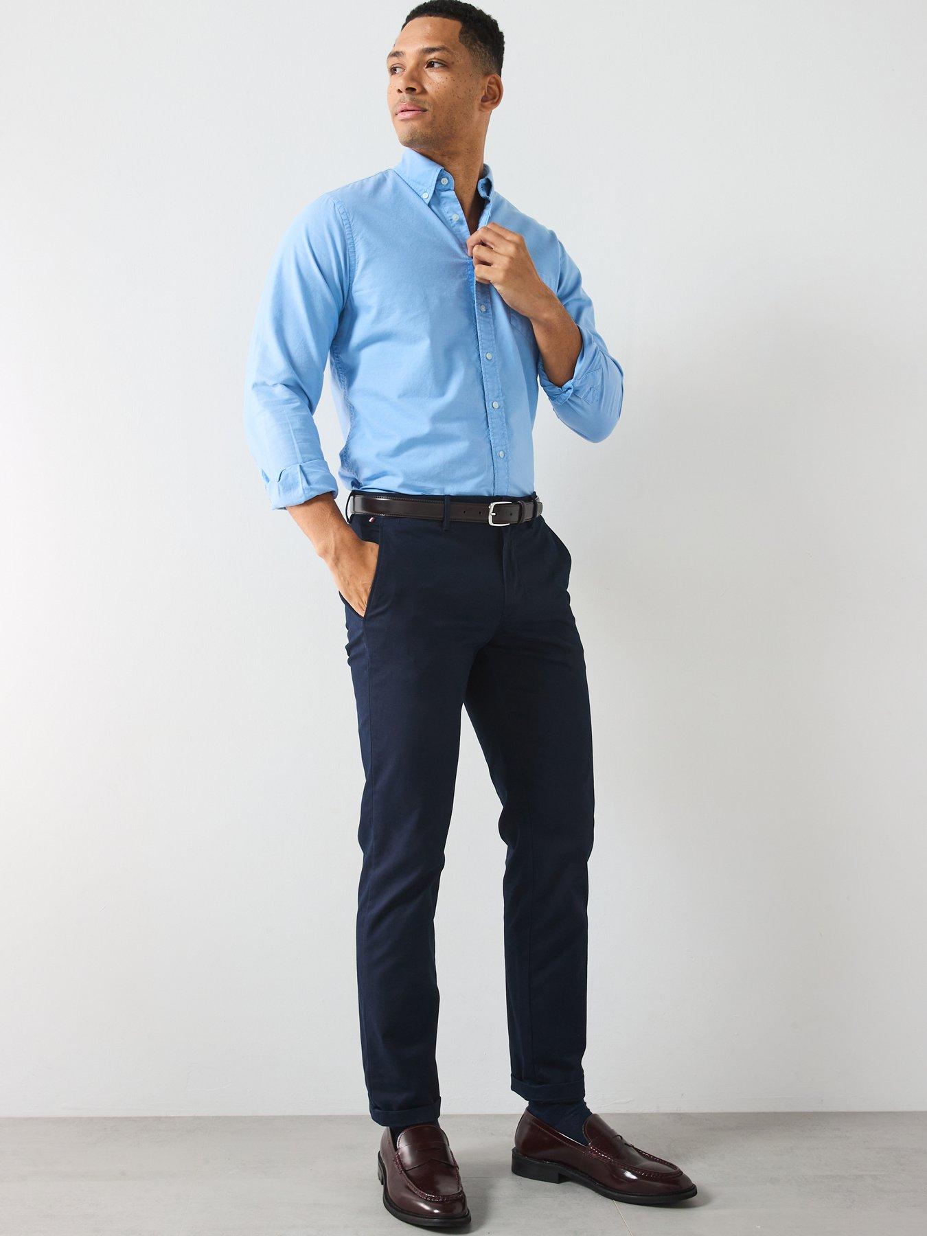  image of hackett-delave-tailored-fit-oxford-shirt-blue