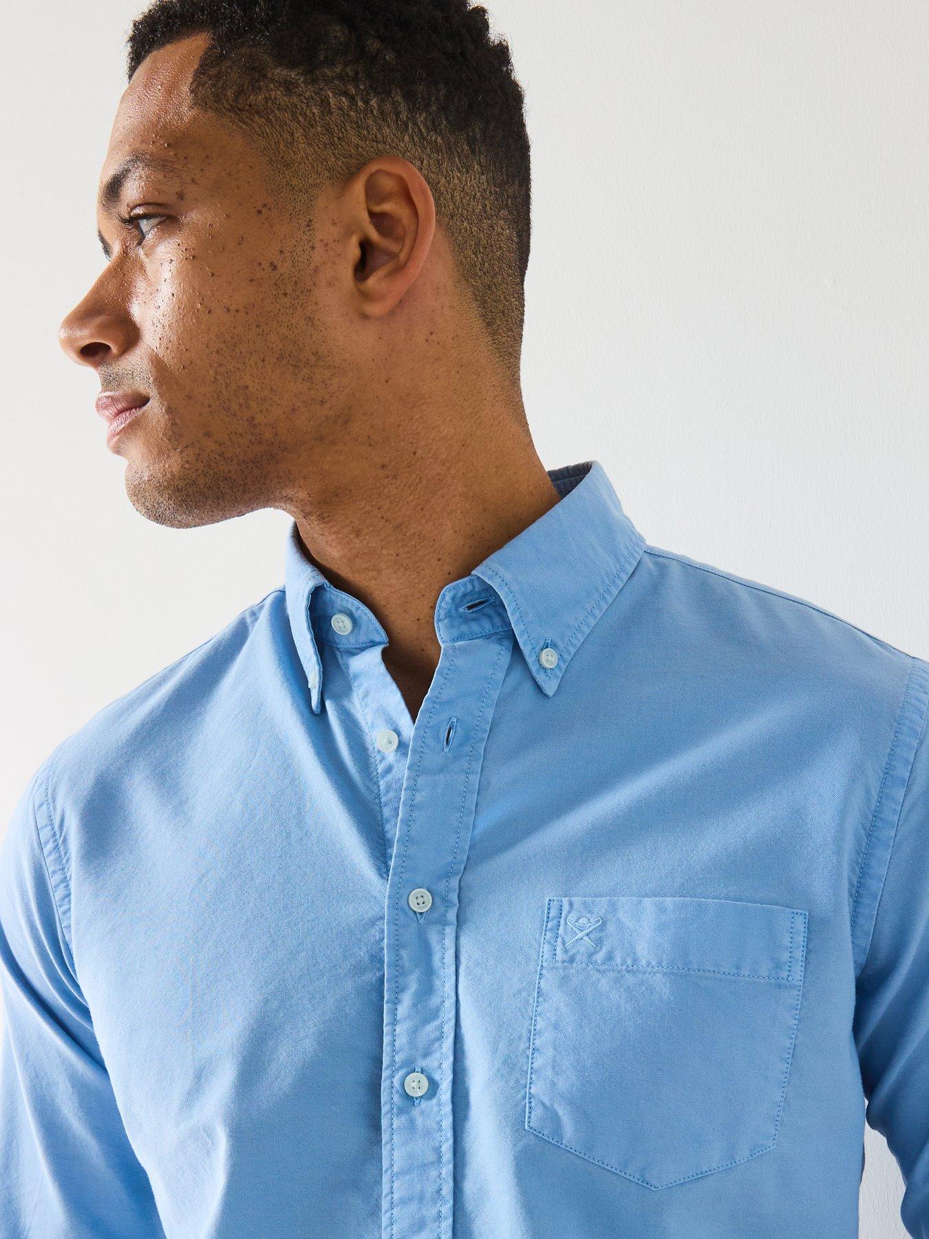  image of hackett-delave-tailored-fit-oxford-shirt-blue