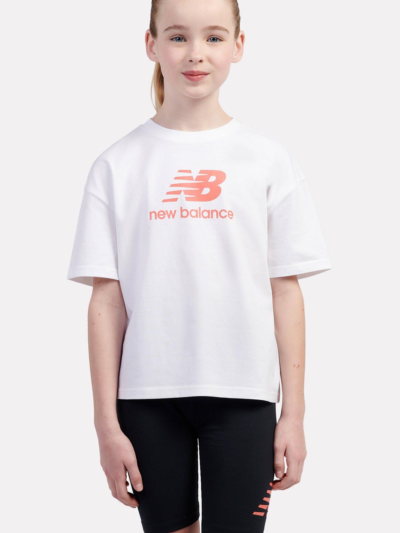 undefined Junior Girls Stacked Logo Tee and Cycling Short Set - White