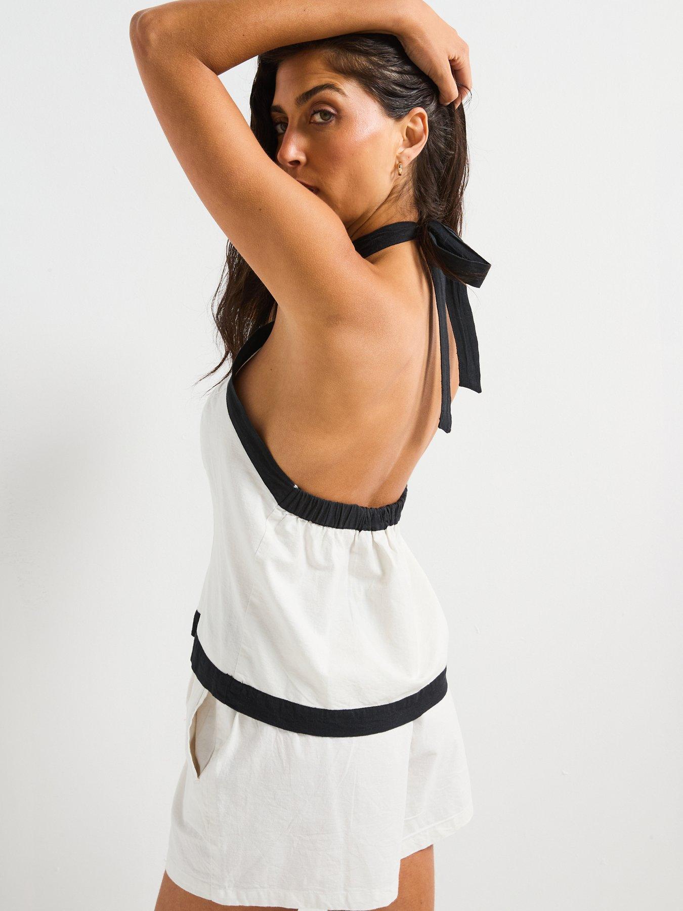  image of v-by-very-halter-contrast-co-ord-top
