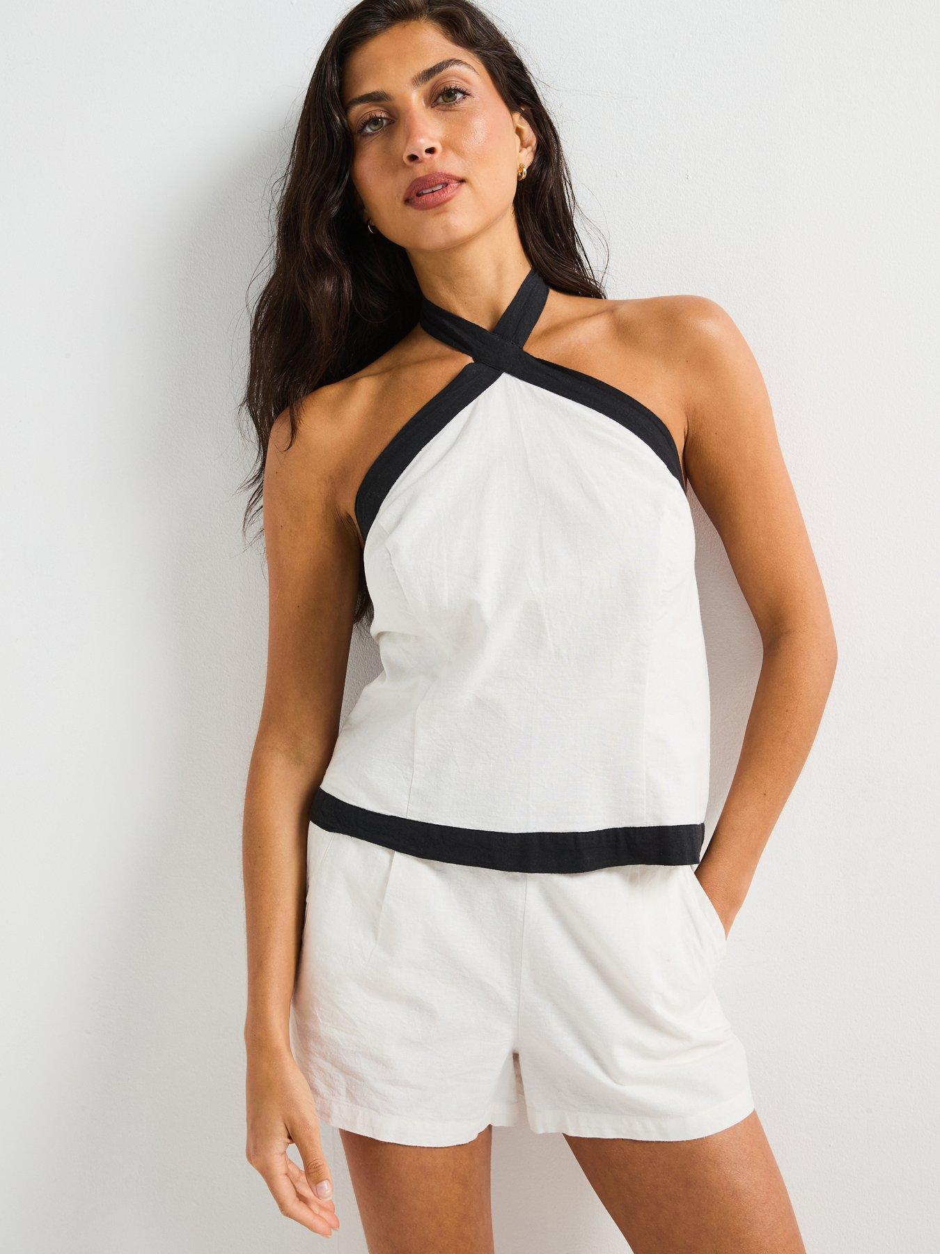  image of v-by-very-halter-contrast-co-ord-top