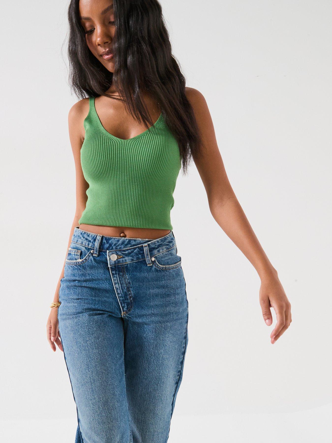  image of v-by-very-high-waist-wrap-front-wide-jeans-mid-wash