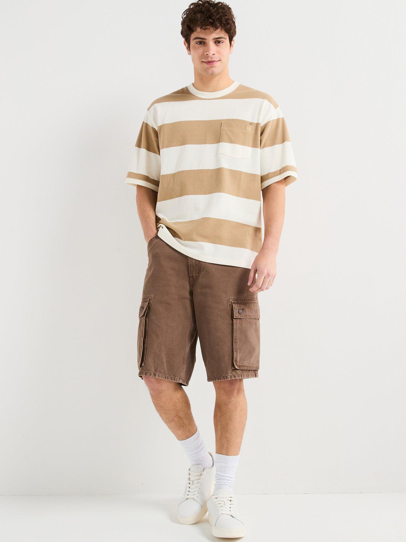 undefined 478 Baggy Fit Denim Shorts- Rain Drum Drop- Khaki