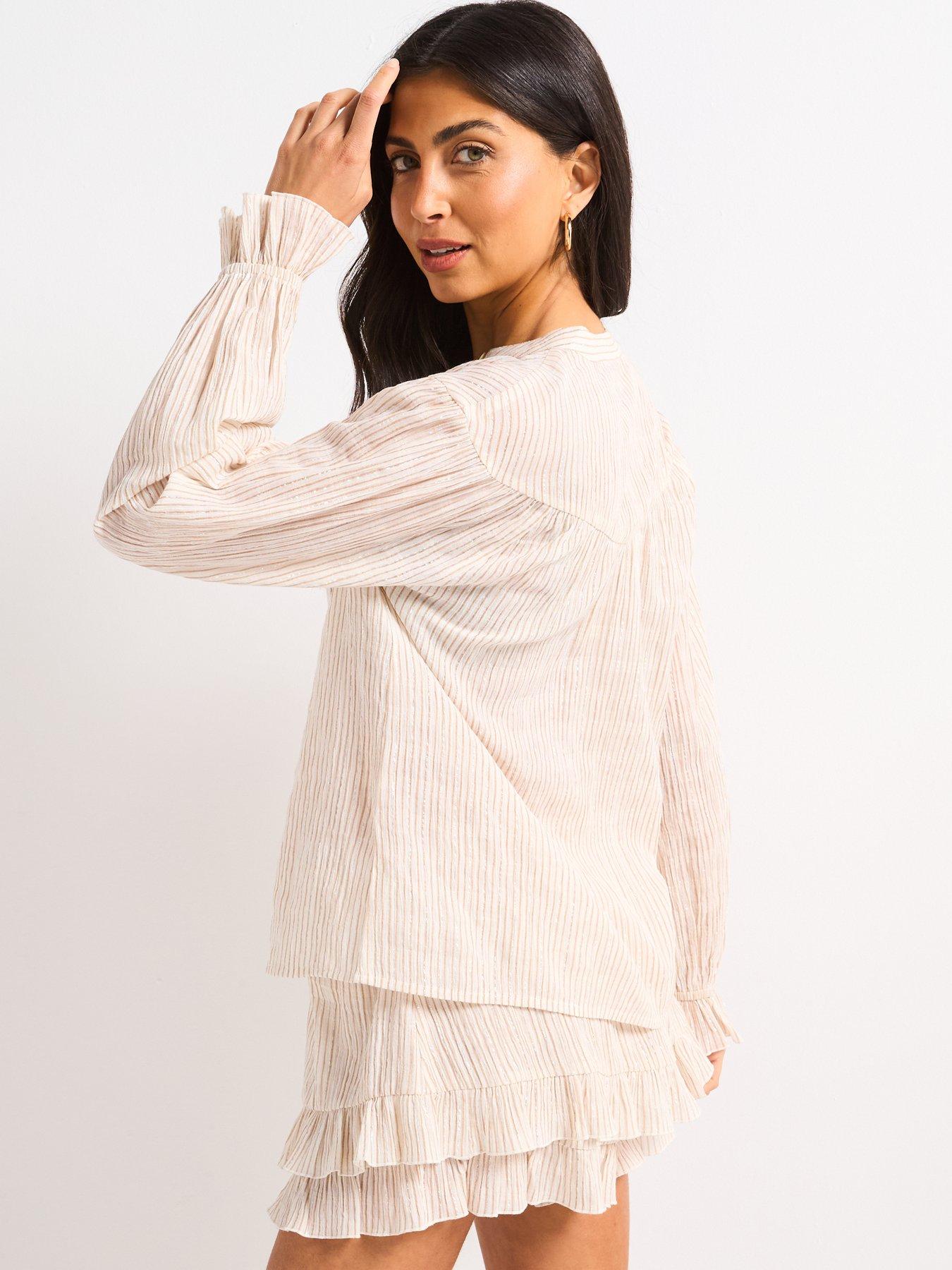 stillFront image of v-by-very-metallic-button-through-co-ord-top