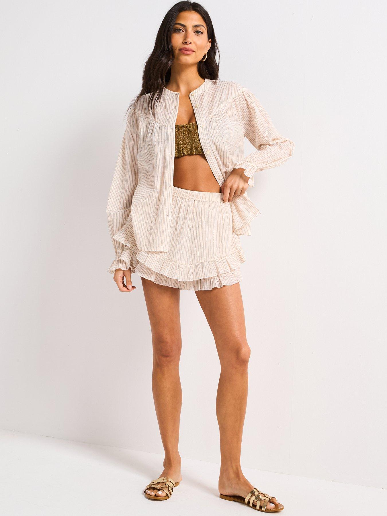  image of v-by-very-metallic-button-through-co-ord-top