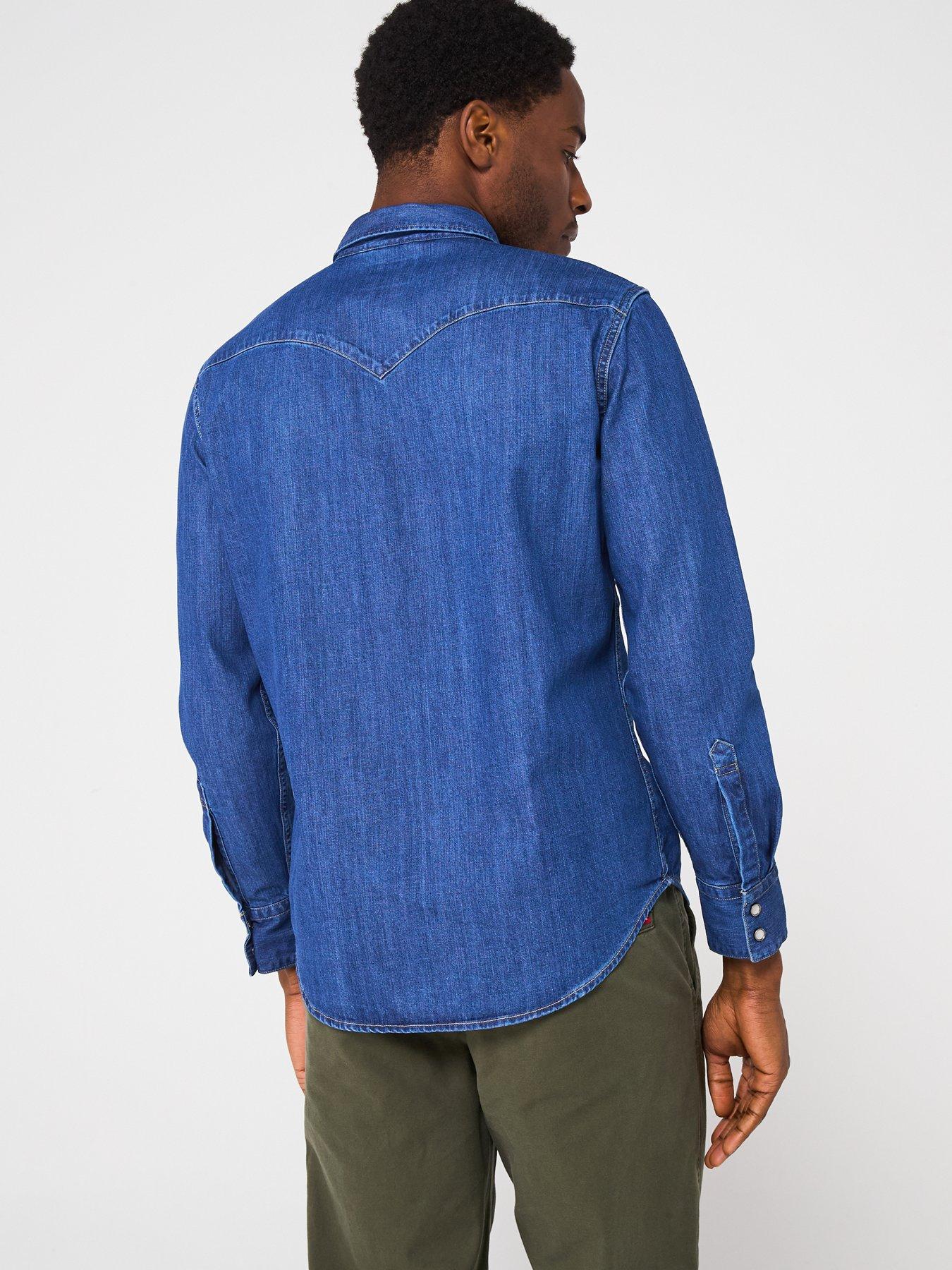  image of levis-barstow-denim-western-shirt-mid-wash